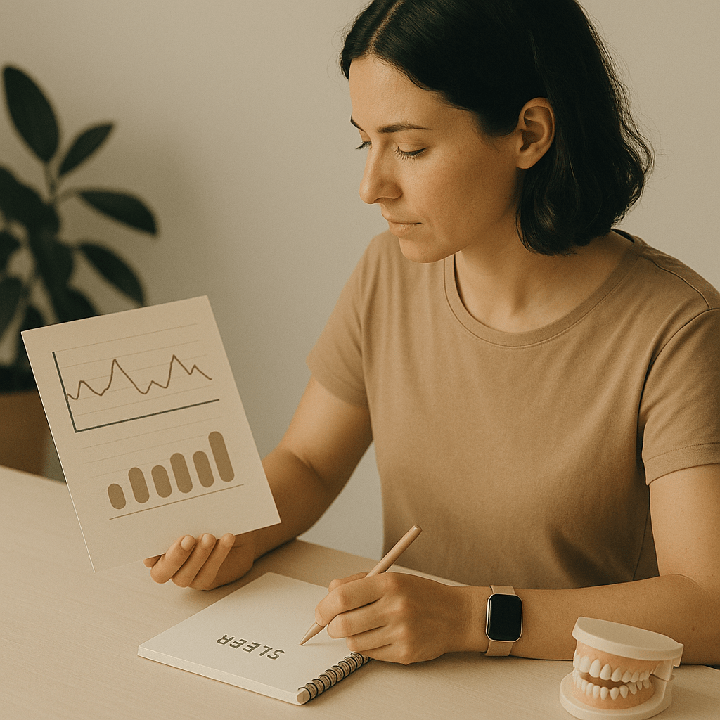 woman analyzing her wearable data