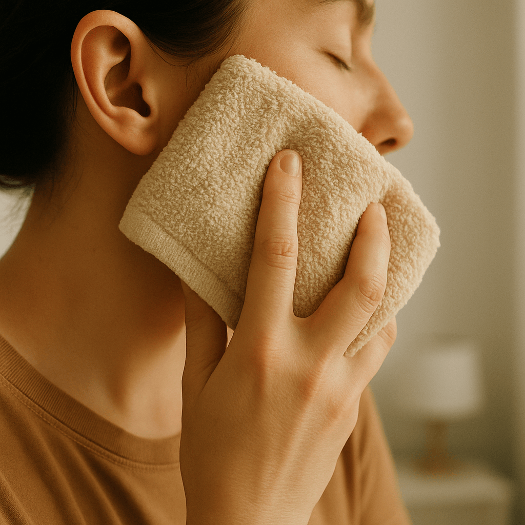 soft and warm compress for TMJ jaw pain