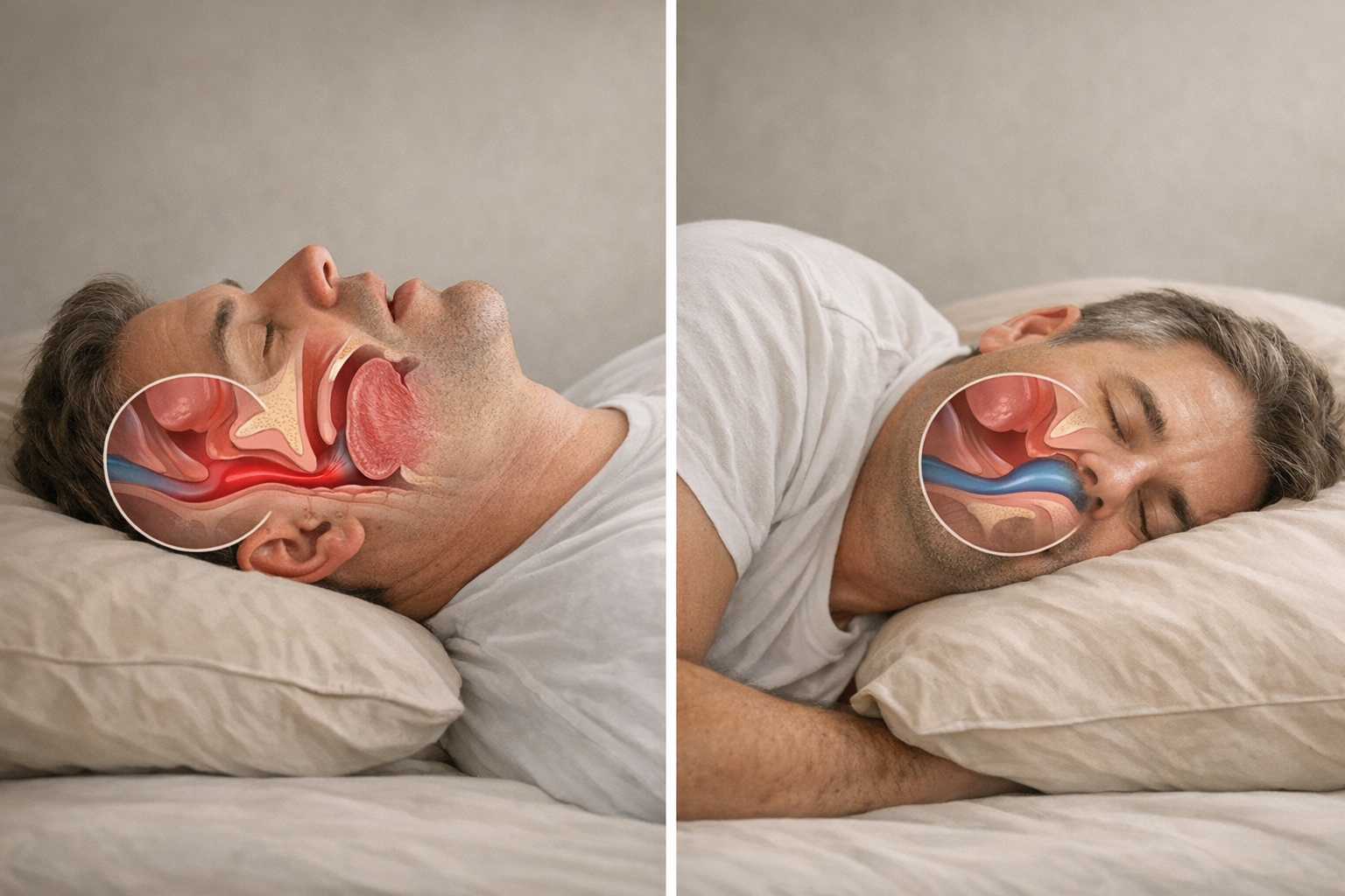 Chart comparing airway space in REM sleep positions