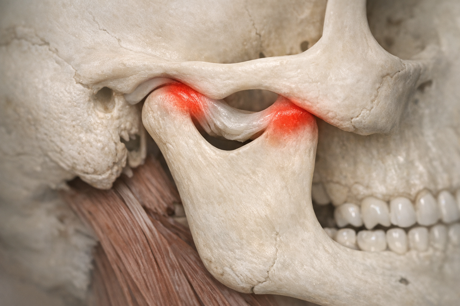 Medical illustration of inflamed temporomandibular joint