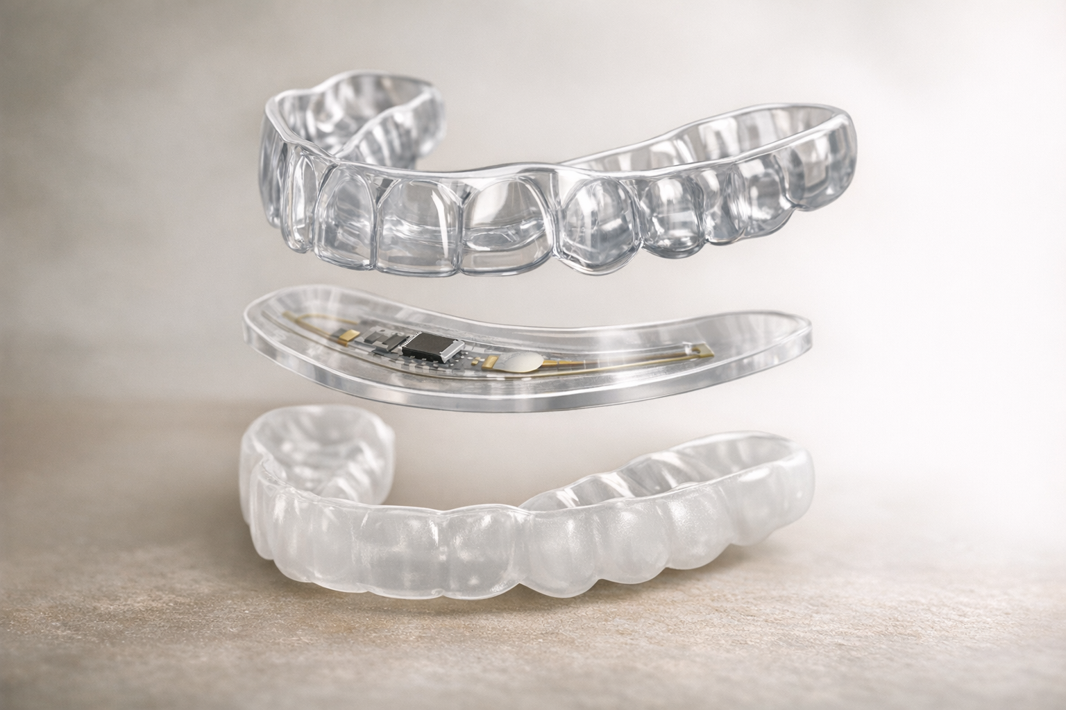 Exploded diagram of multi-material night guard layers