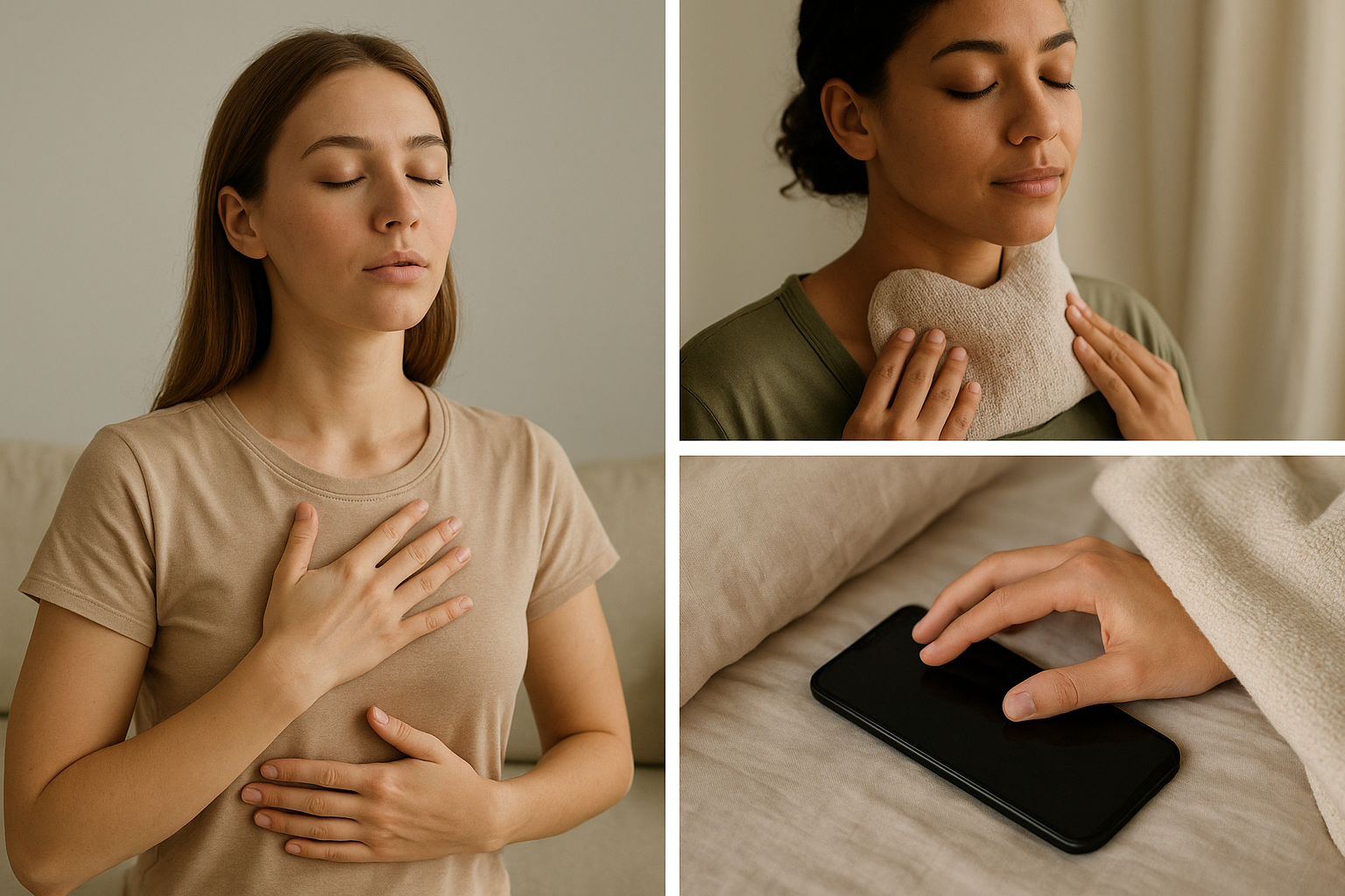 Collage showing bruxism remedies and bedtime routine