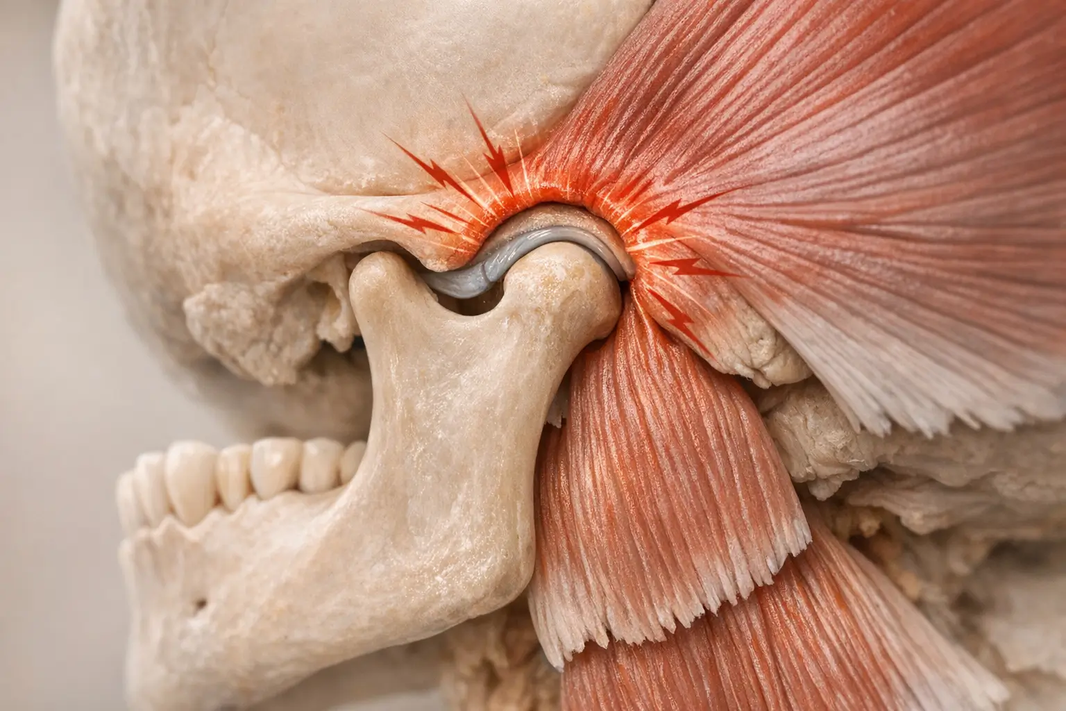 Diagram of temporomandibular joint with stress lines