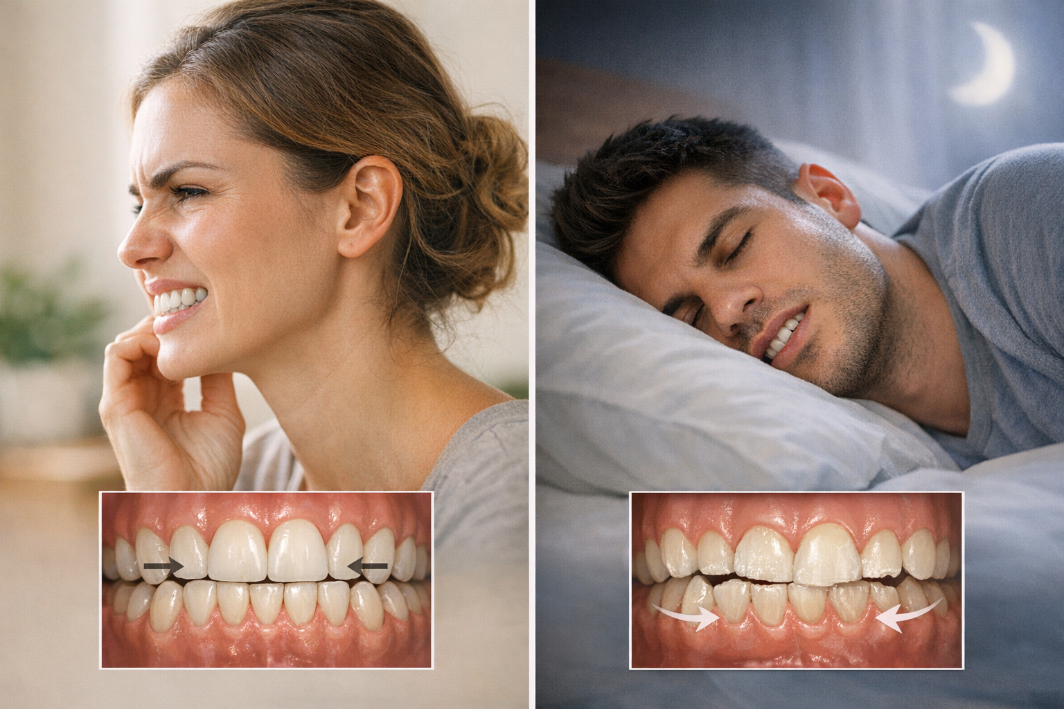 Diagram showing awake and sleep bruxism differences