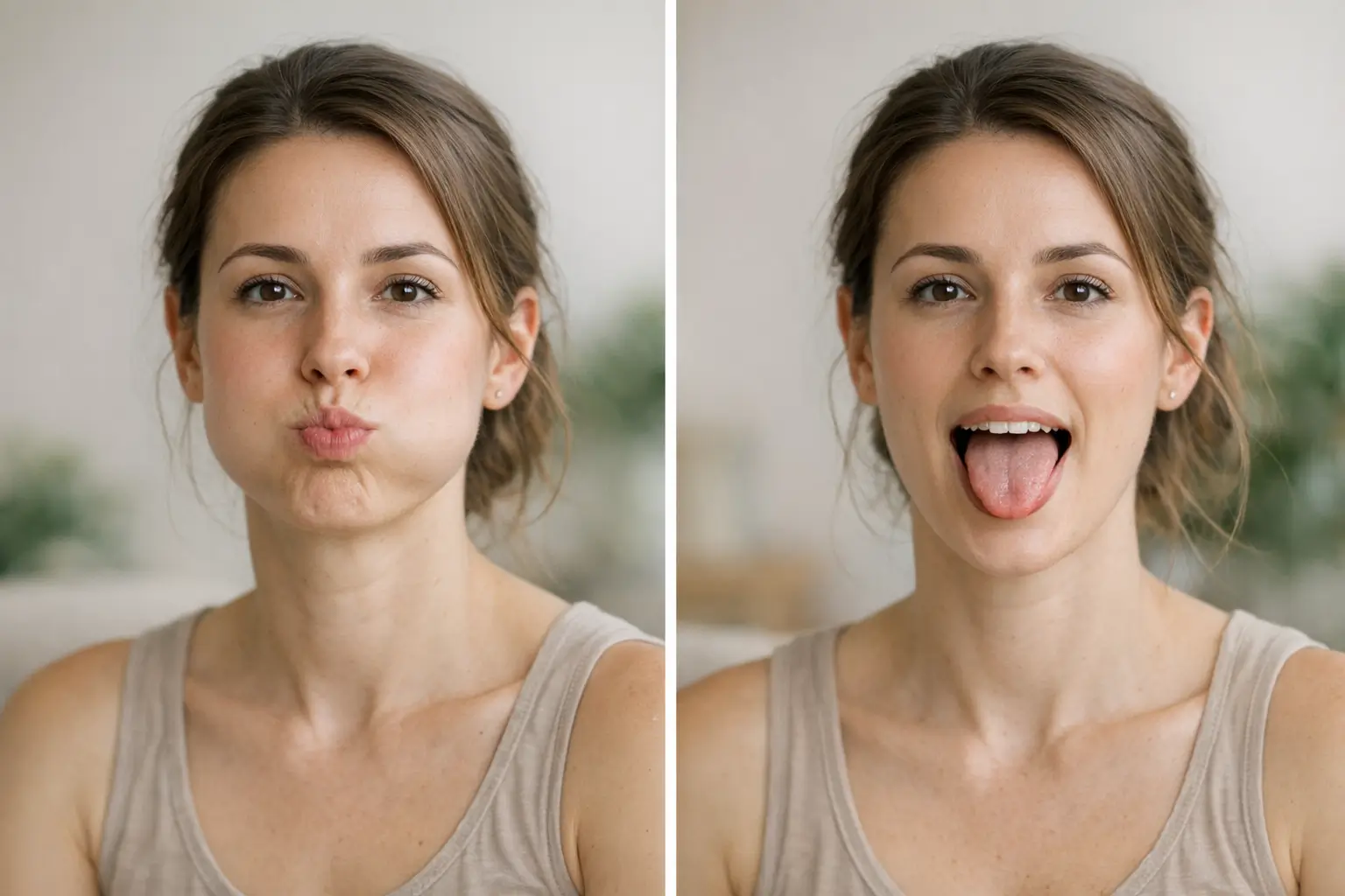 Illustration showing orofacial exercises for jaw relaxation