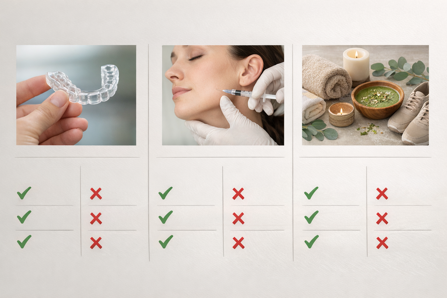 Infographic comparing bruxism treatments with pros and cons