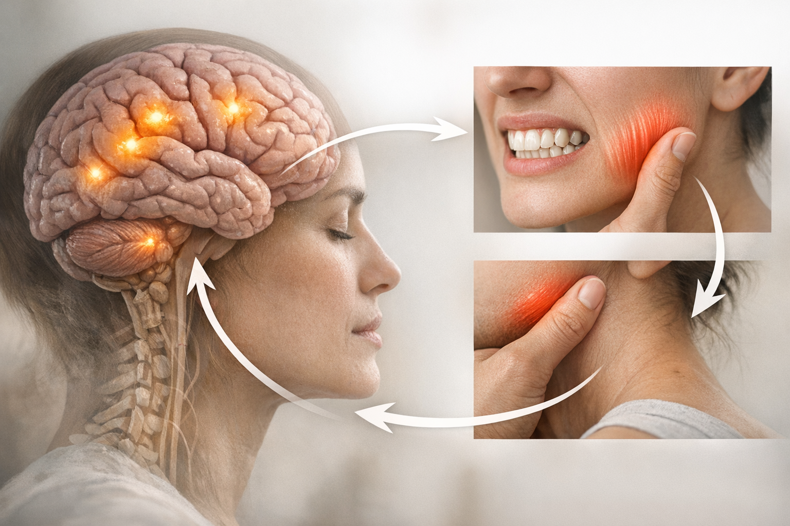 Diagram of brain-muscle feedback loop in bruxism