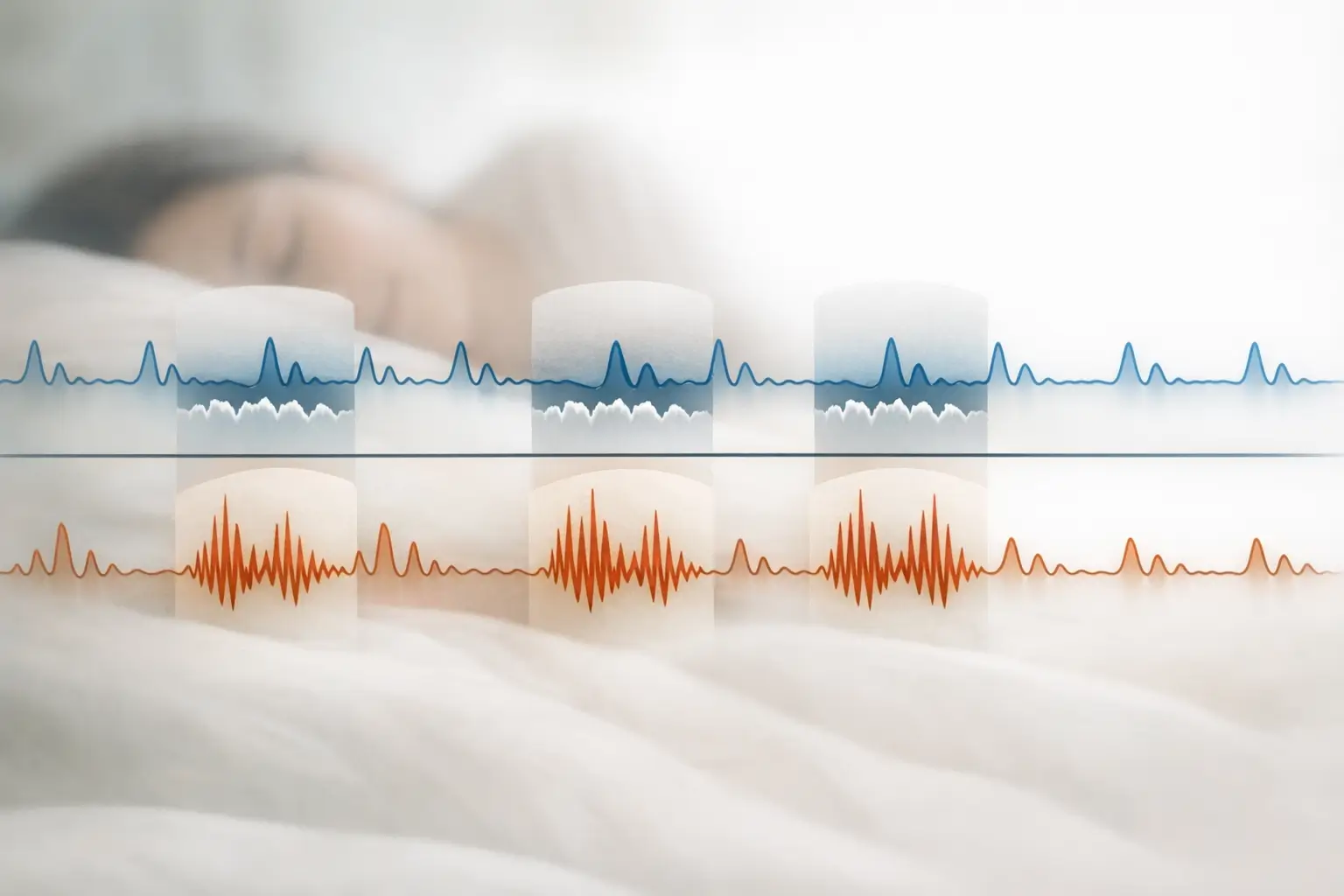 Timeline graphic of sleep apnea and bruxism events