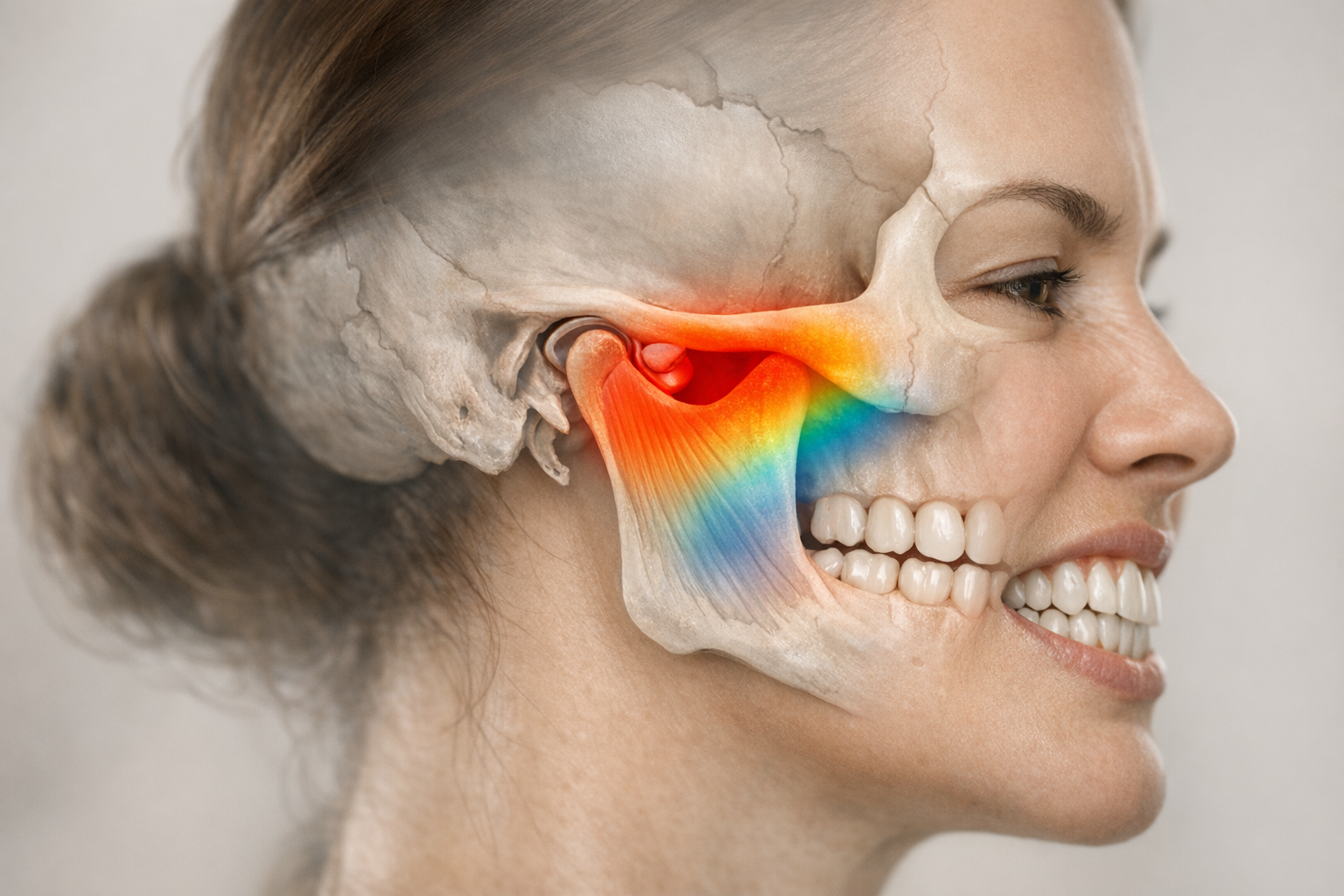 Heat-map showing stress areas in jaw and TMJ