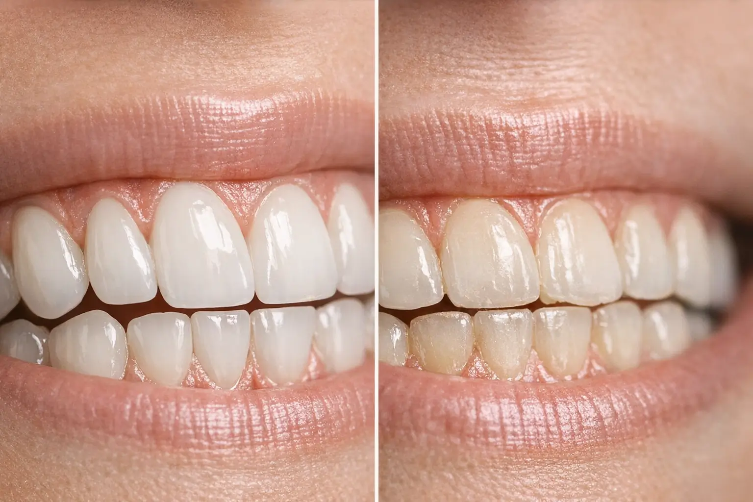 Visual of healthy vs worn enamel from bruxism