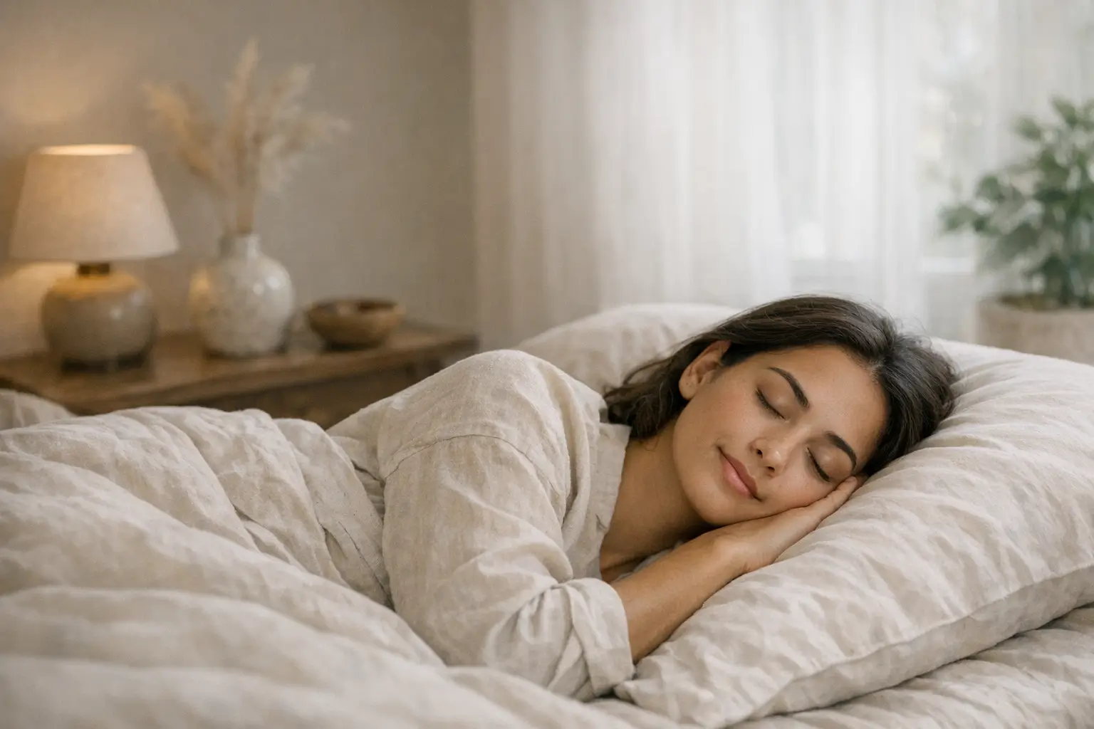 Person sleeping peacefully with 