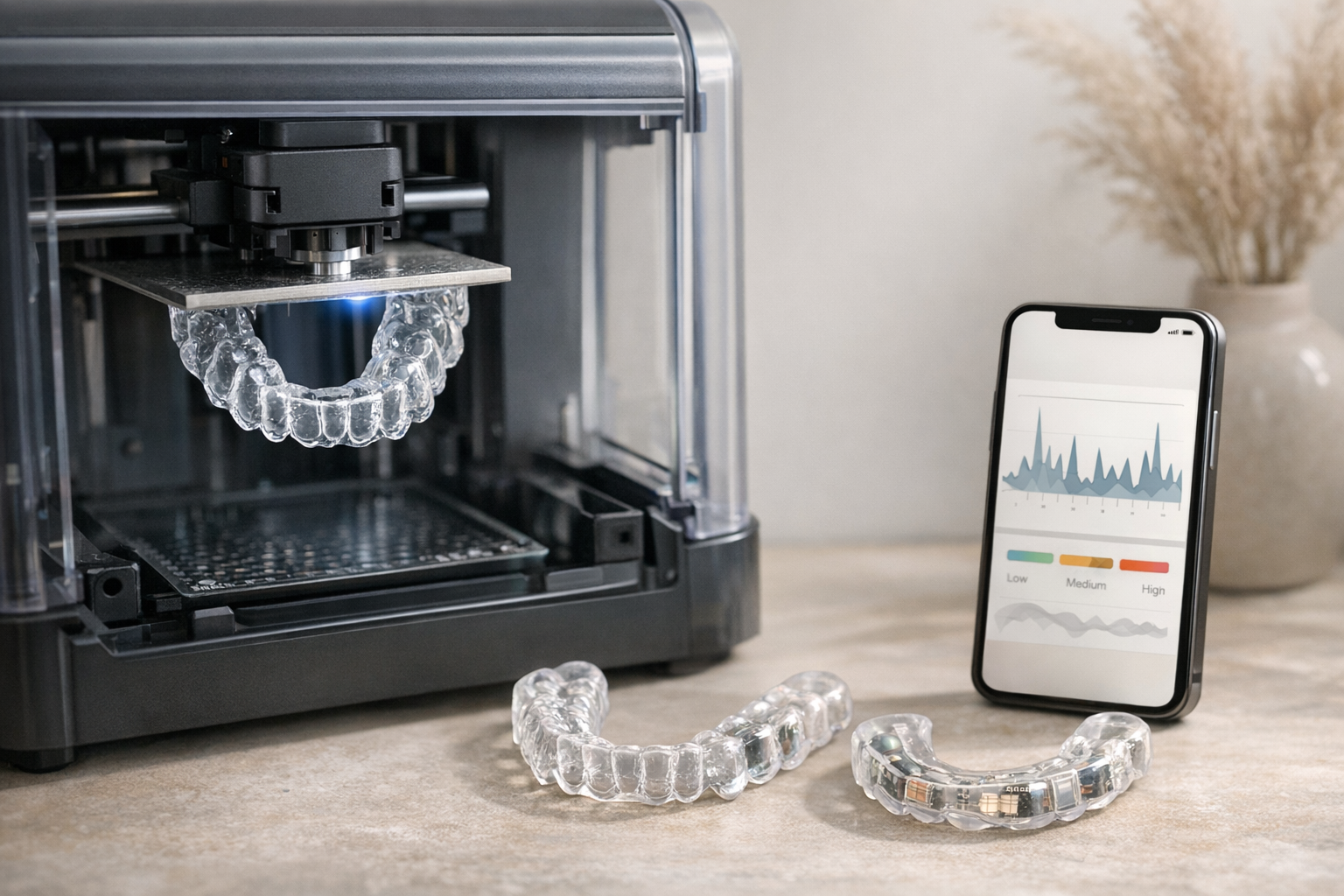 3D printer and smart guard with phone clench data