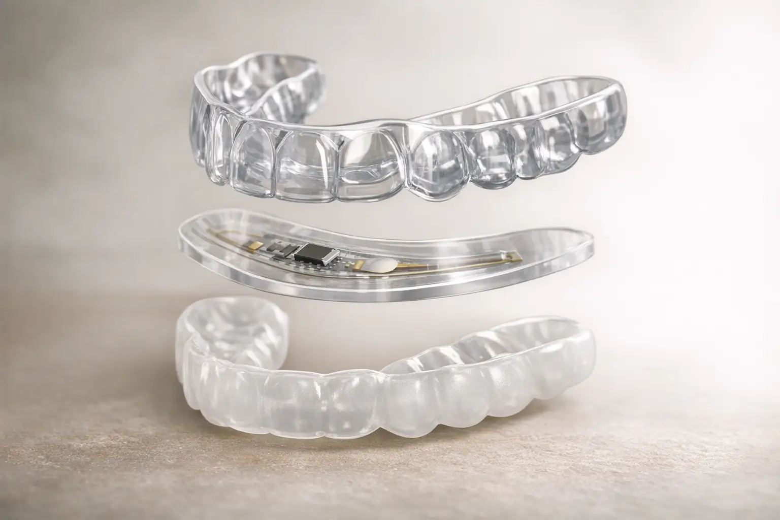 Exploded diagram of multi-material night guard layers