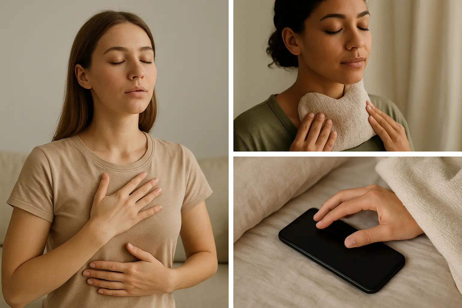 Collage showing bruxism remedies and bedtime routine