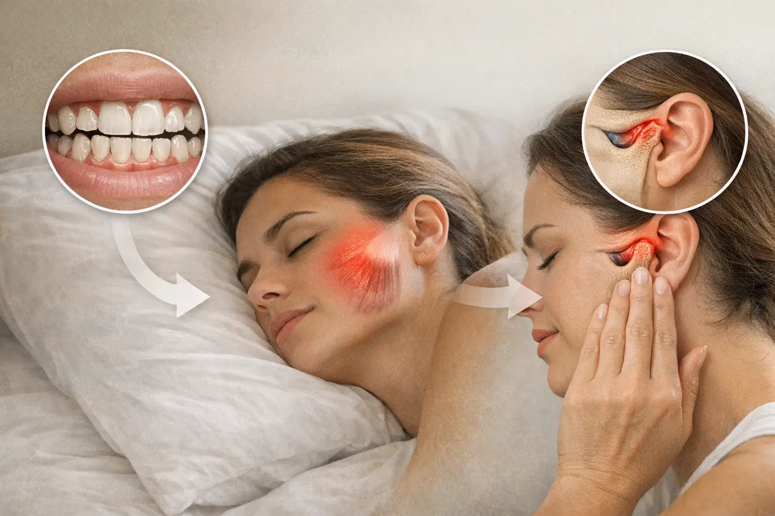 Infographic of sleep bruxism effects on teeth and TMJ