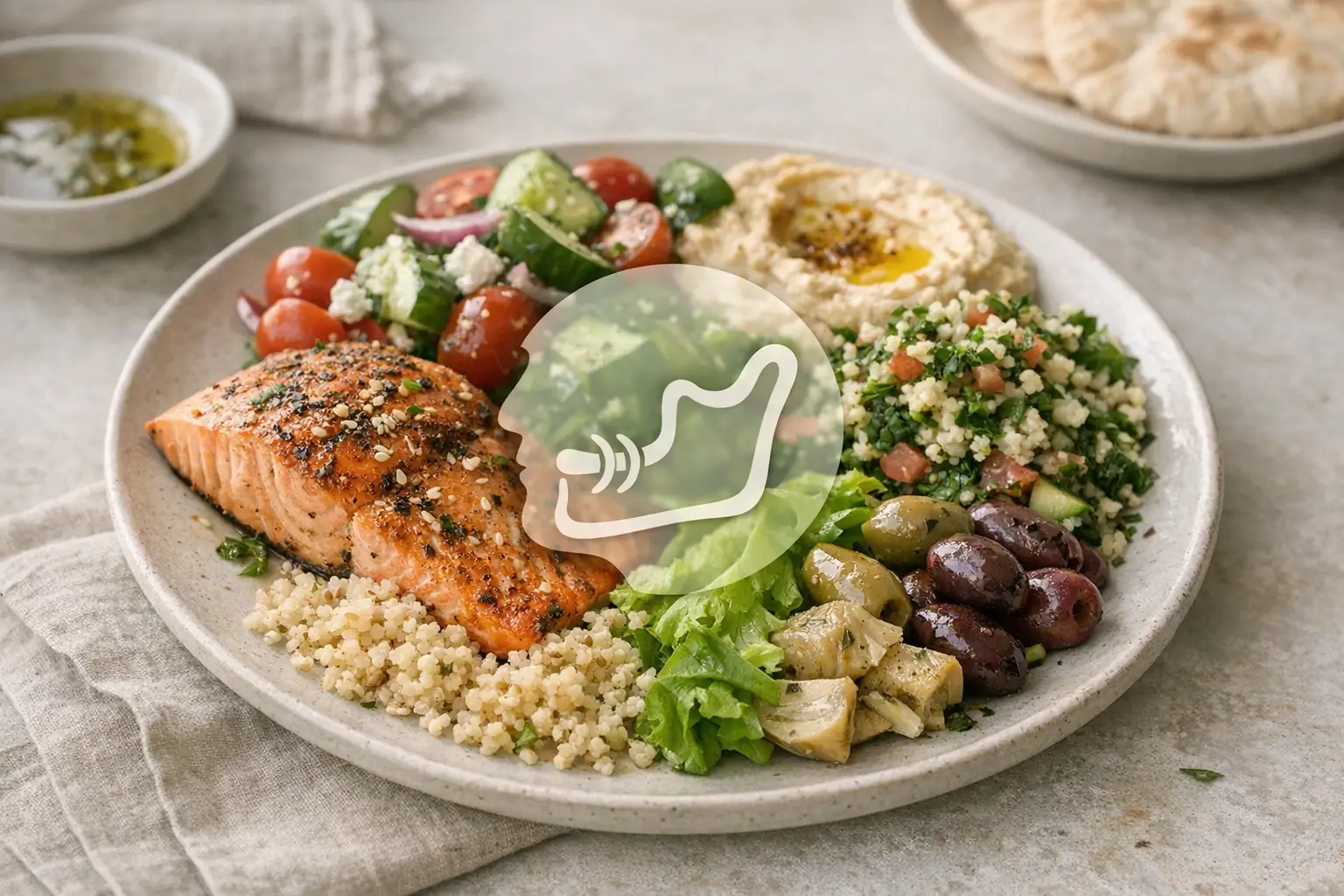 Mediterranean diet plate for teeth health