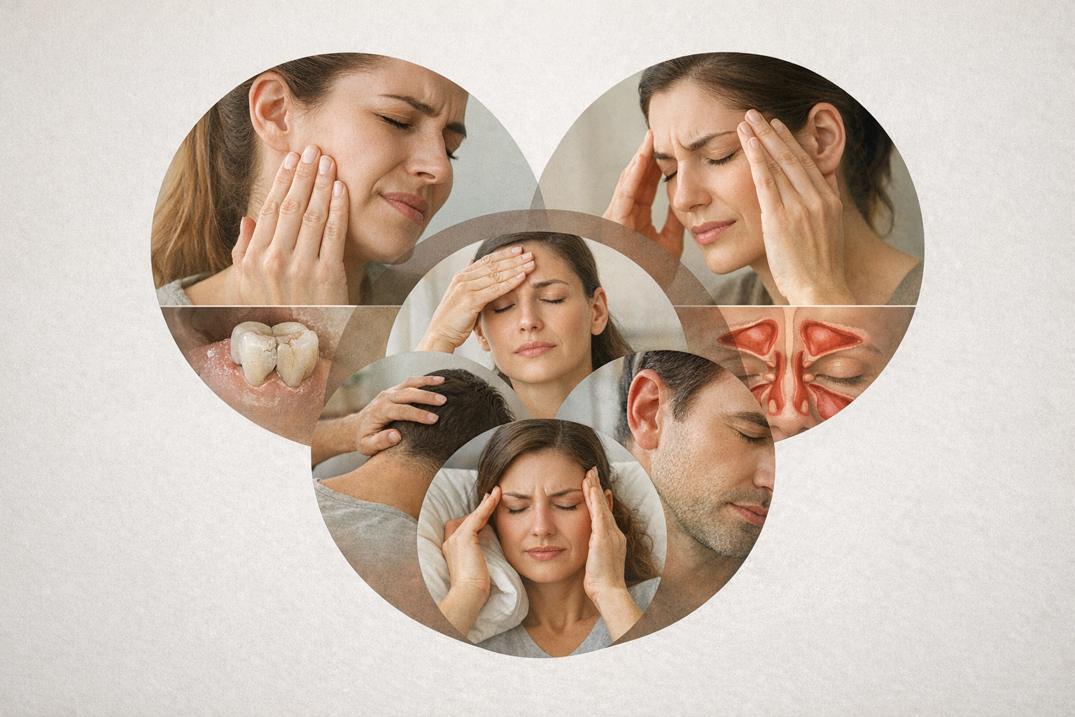 Infographic of symptoms for bruxism, TMD, and sinus issues
