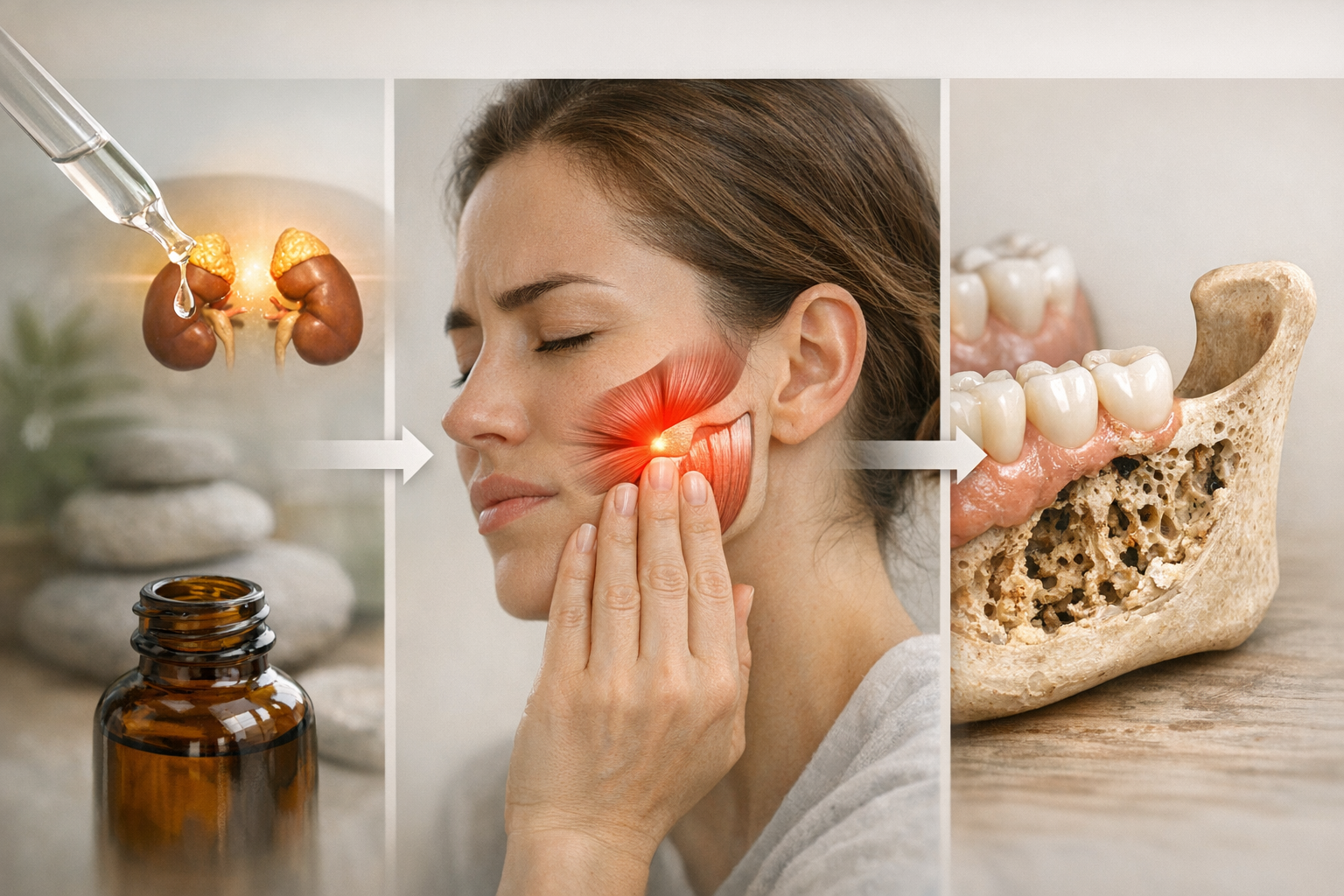 Diagram linking stress hormones to jaw muscle tension