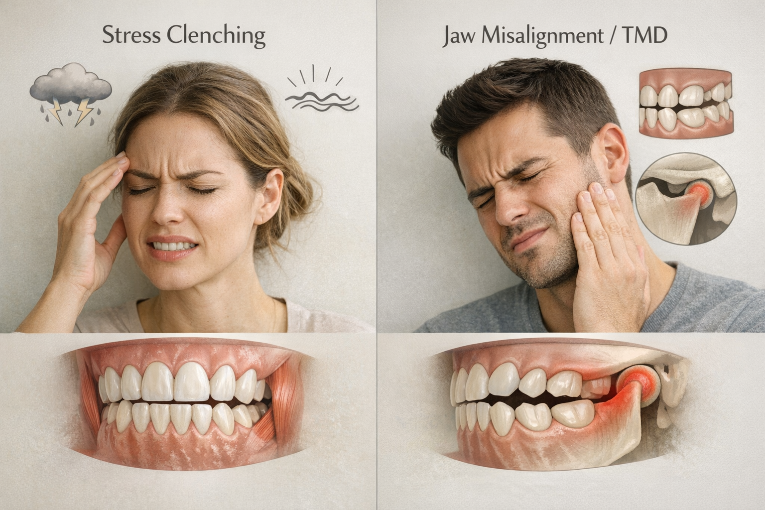 Infographic comparing stress and dental-related jaw clenching