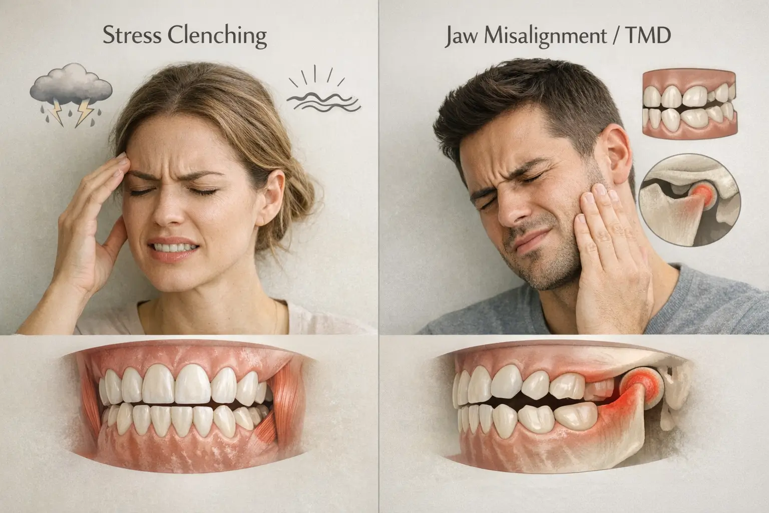 Infographic comparing stress and dental-related jaw clenching