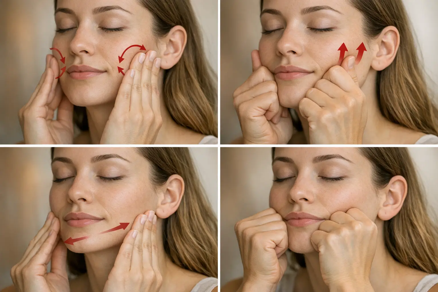 Diagram demonstrating masseter muscle self-massage technique