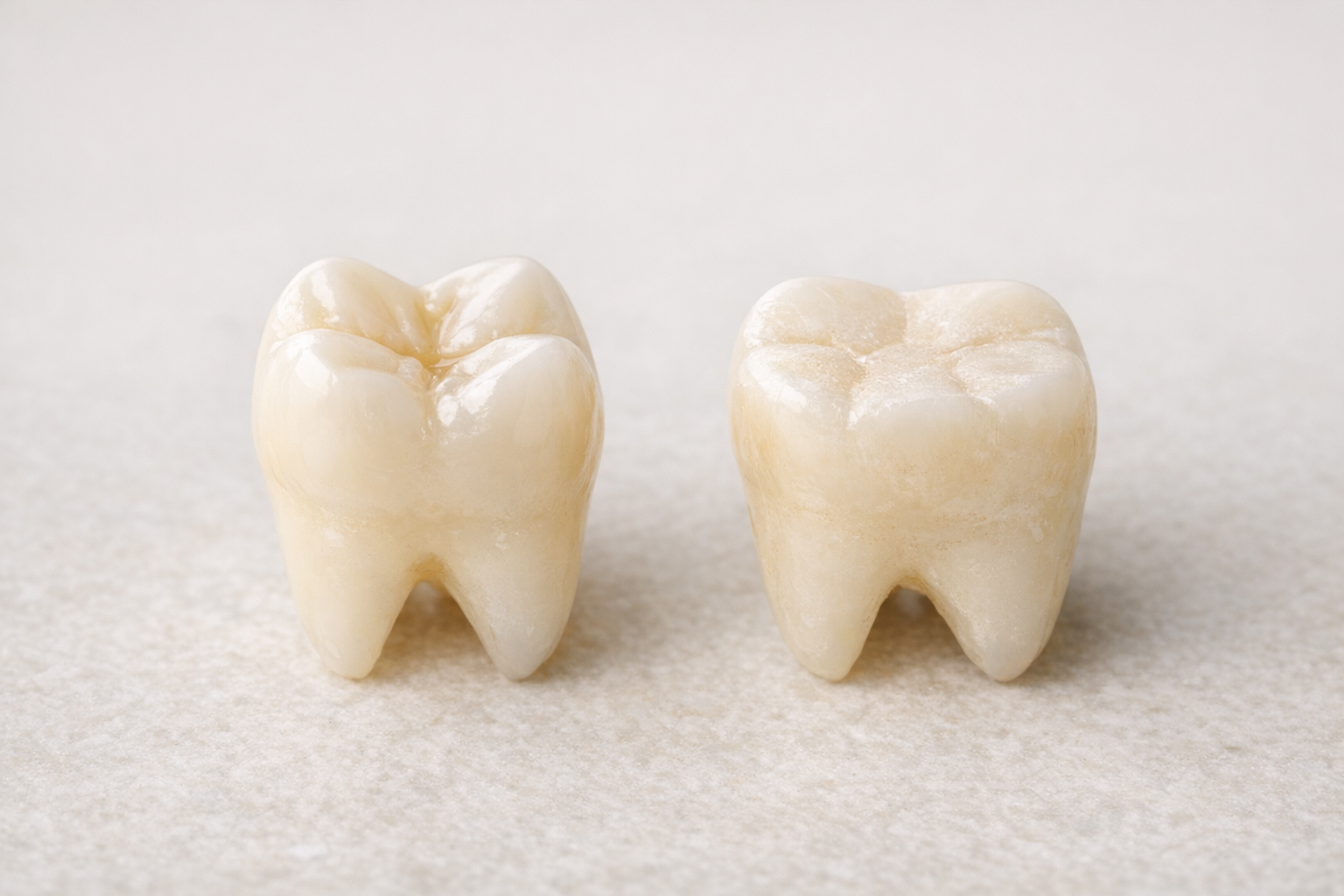 Comparison of normal and worn baby molars from bruxism