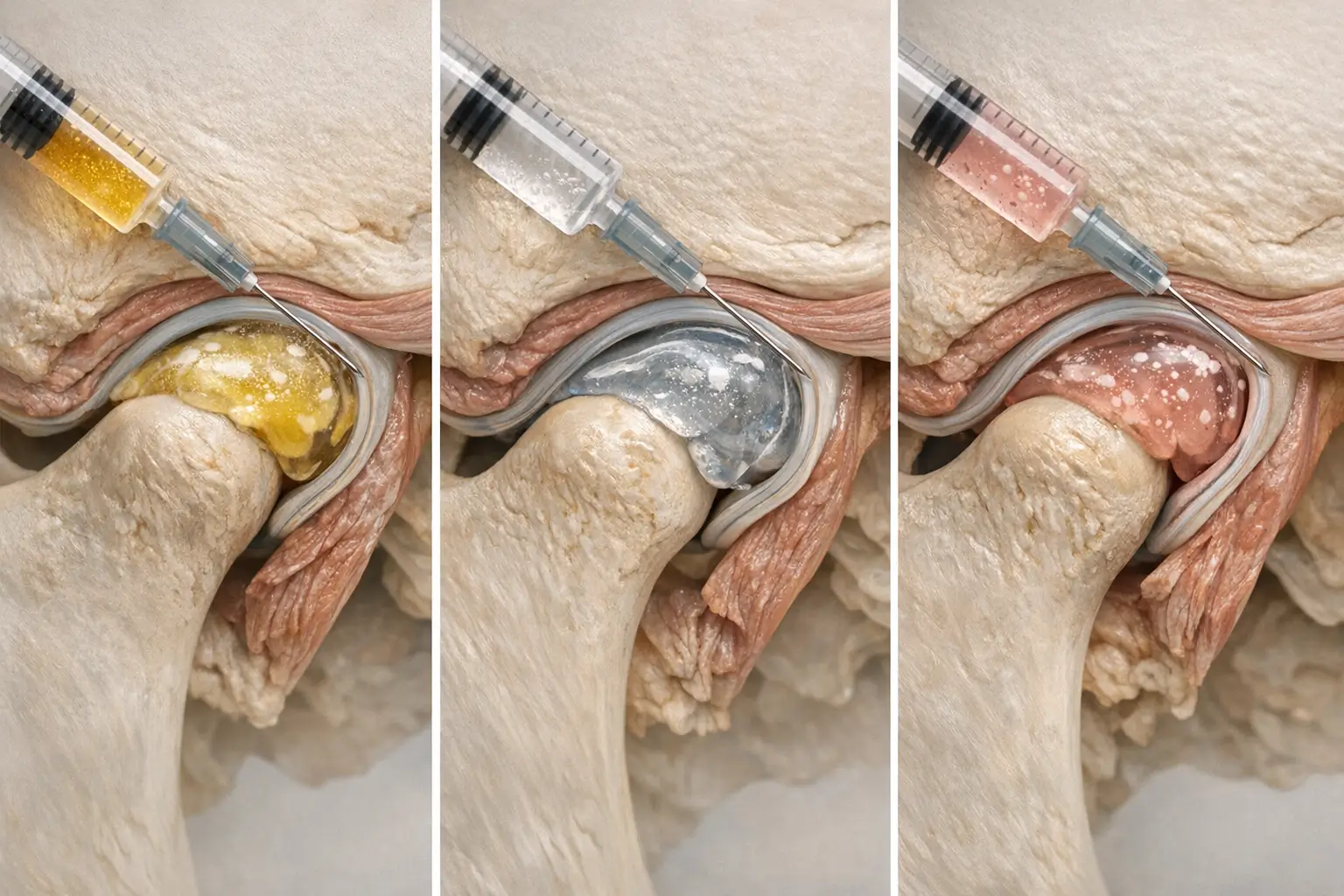 Graphic comparing PRP, hyaluronic acid, stem cell treatments