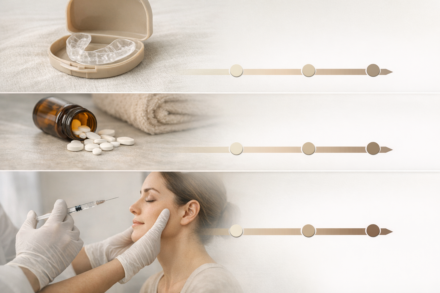 Infographic comparing relief timelines for bruxism treatments