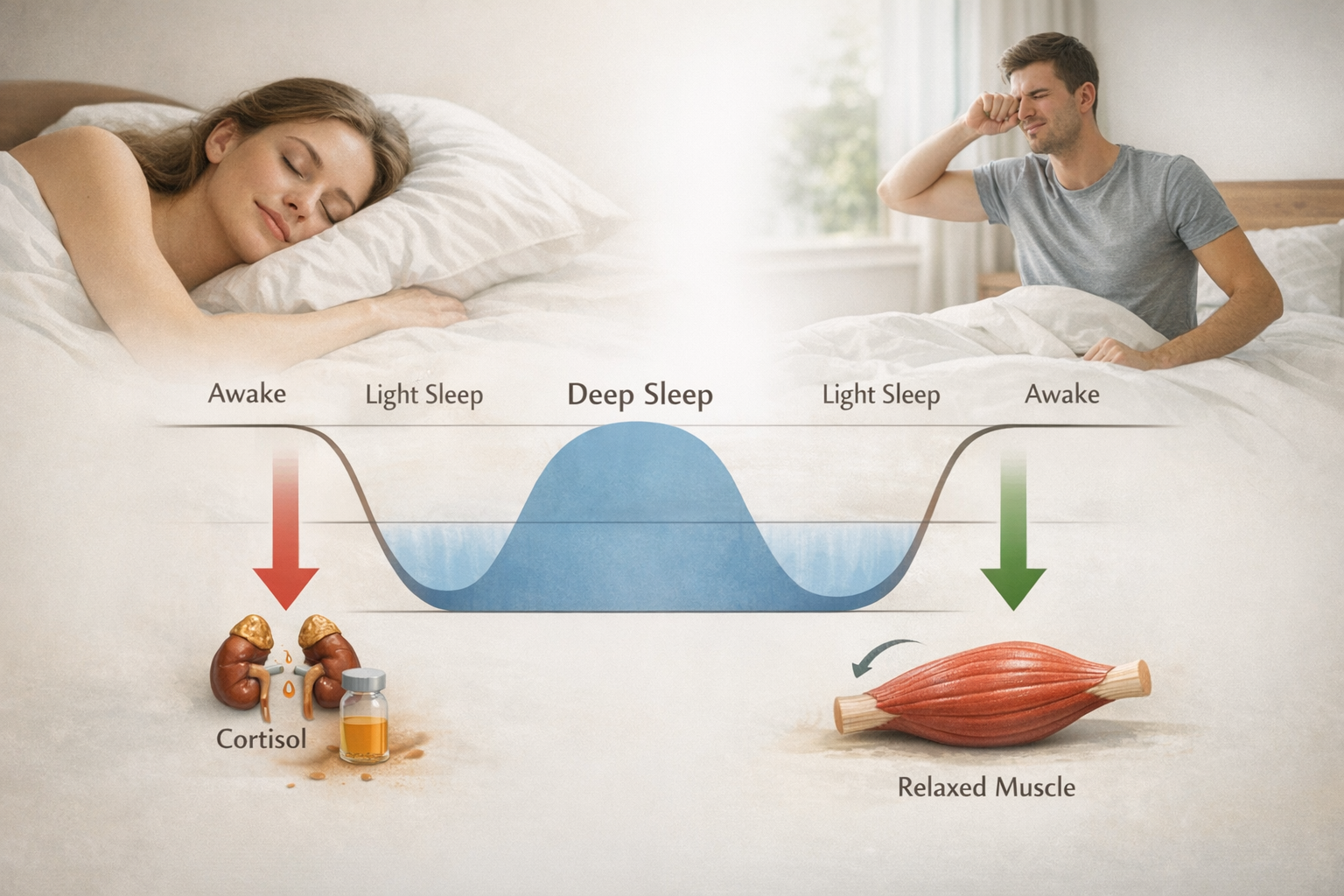 Sleep cycle diagram reducing cortisol and tension