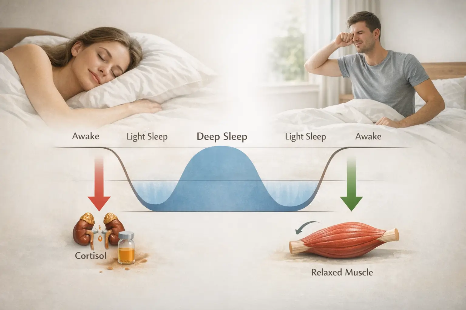 Sleep cycle diagram reducing cortisol and tension