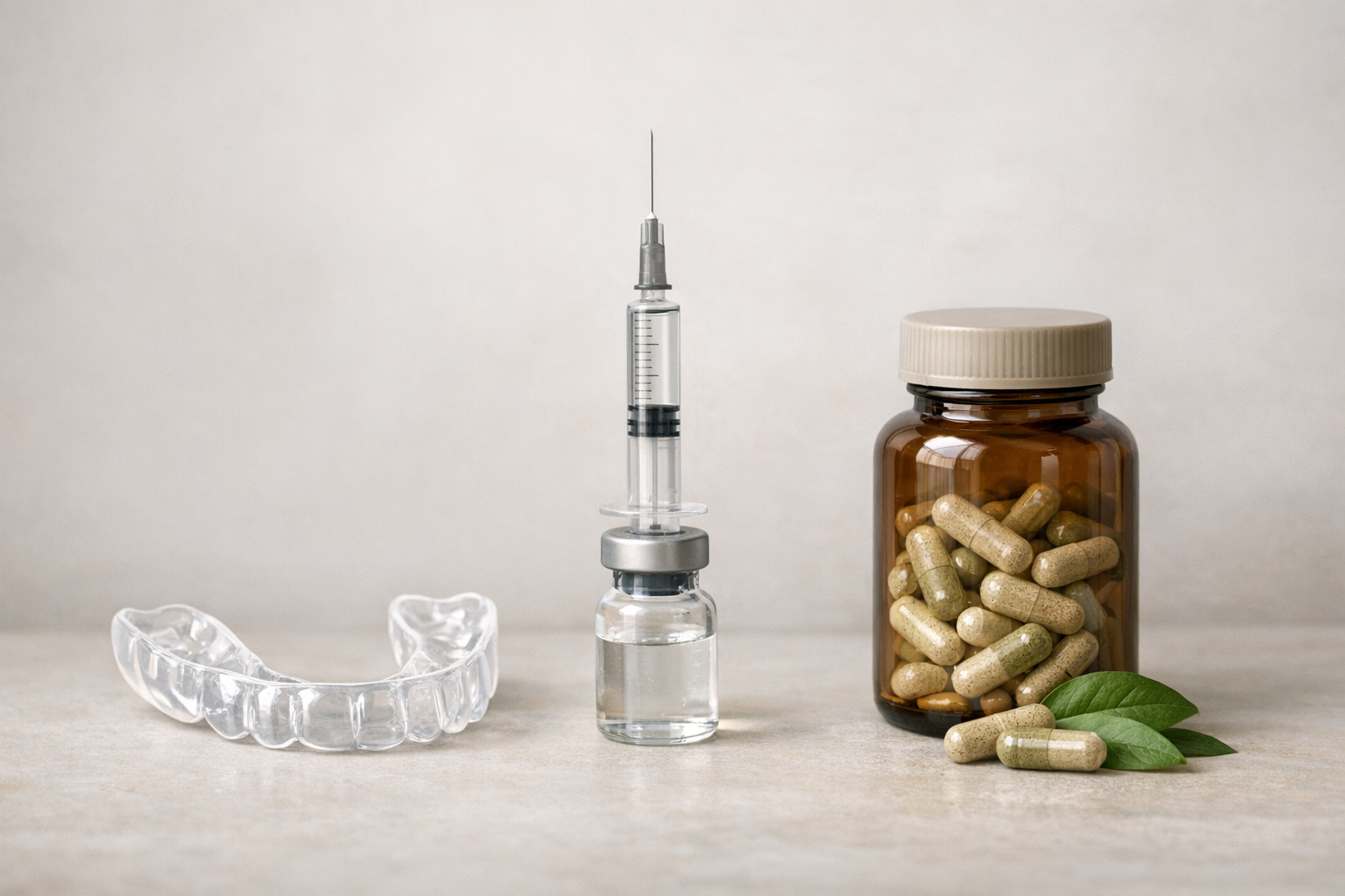 Comparison of dental guard, Botox, herbal supplements