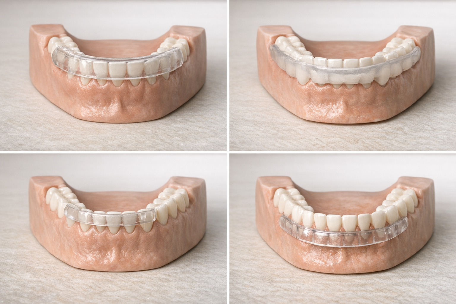 Diagram of occlusal splint types on jaws