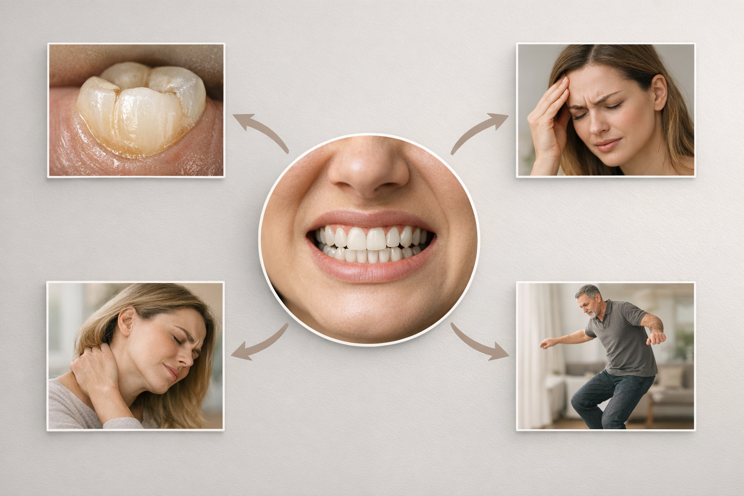 Diagram linking teeth grinding to various health issues