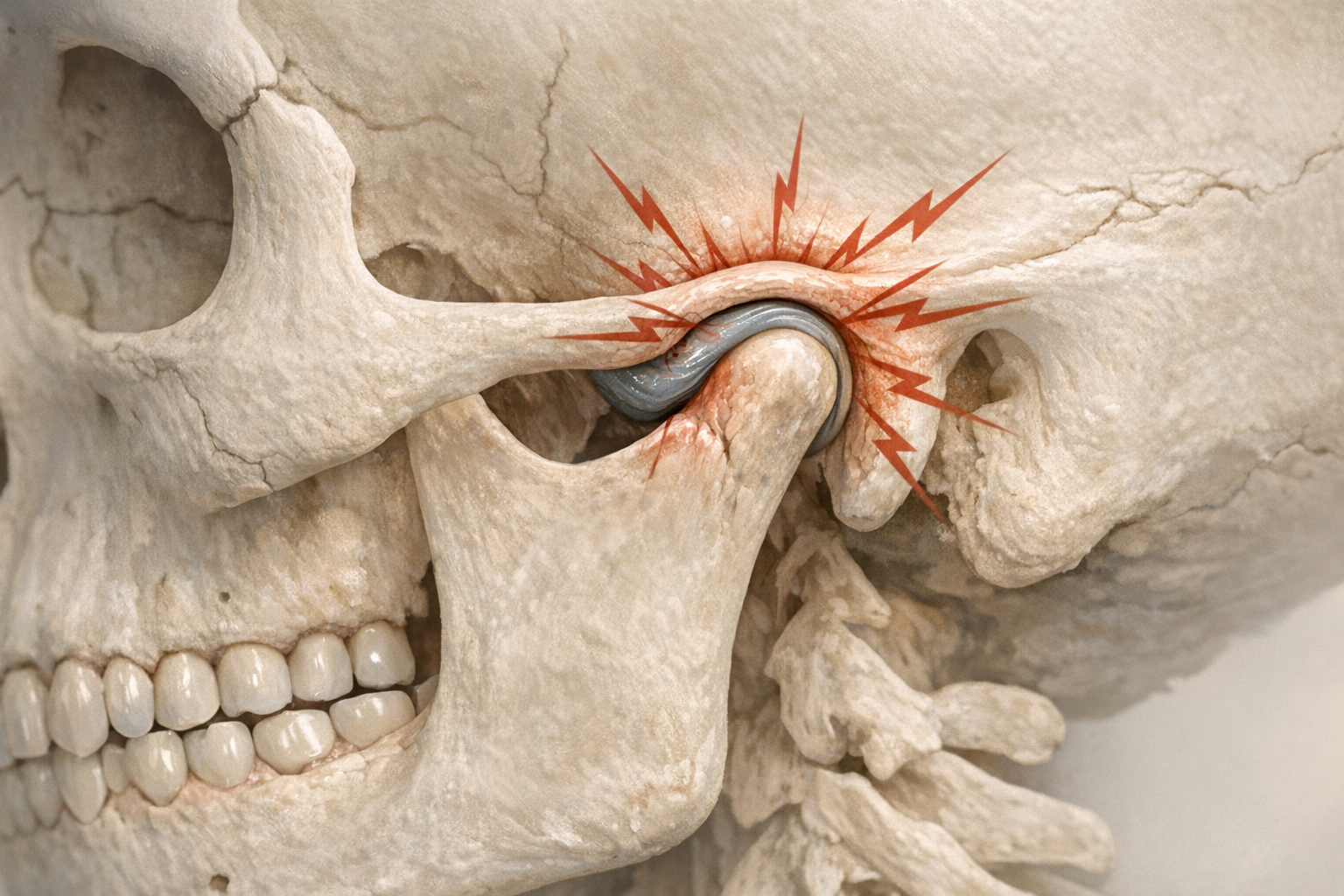 Diagram of temporomandibular joint with stress lines