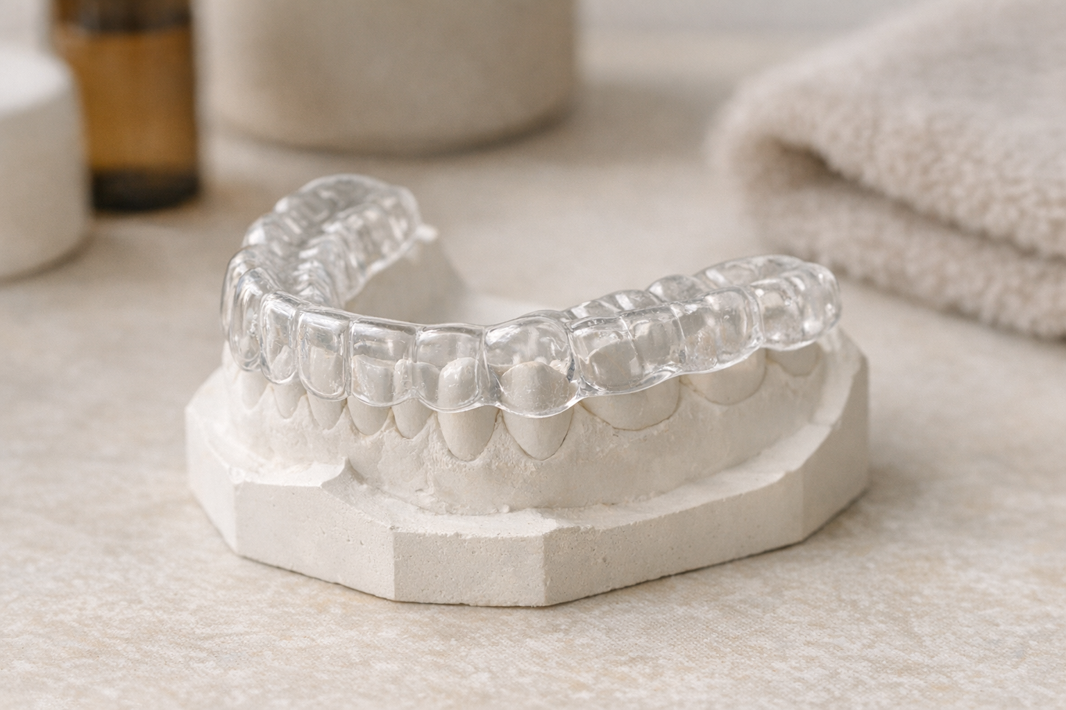 3D-printed occlusal splint on dental model