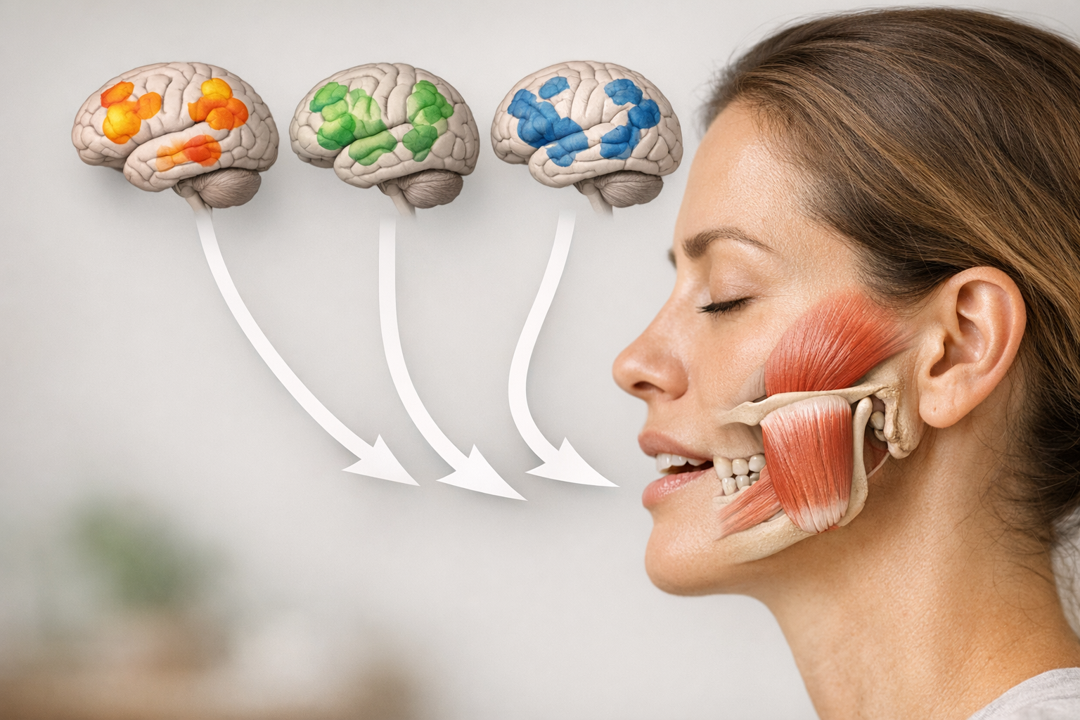 Brain networks linked to jaw muscles, triple network model