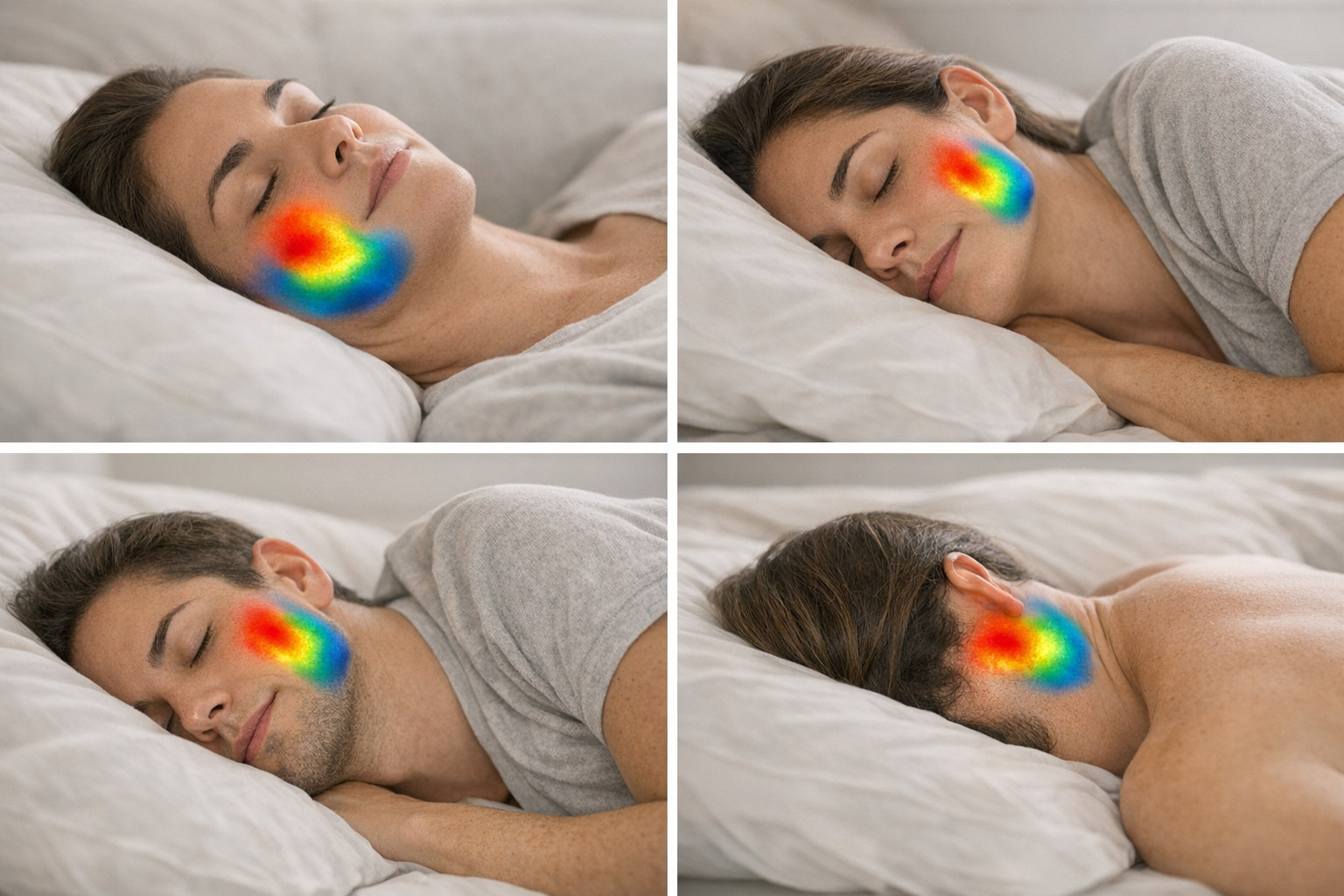 Heat-map of jaw muscle activity in sleep positions