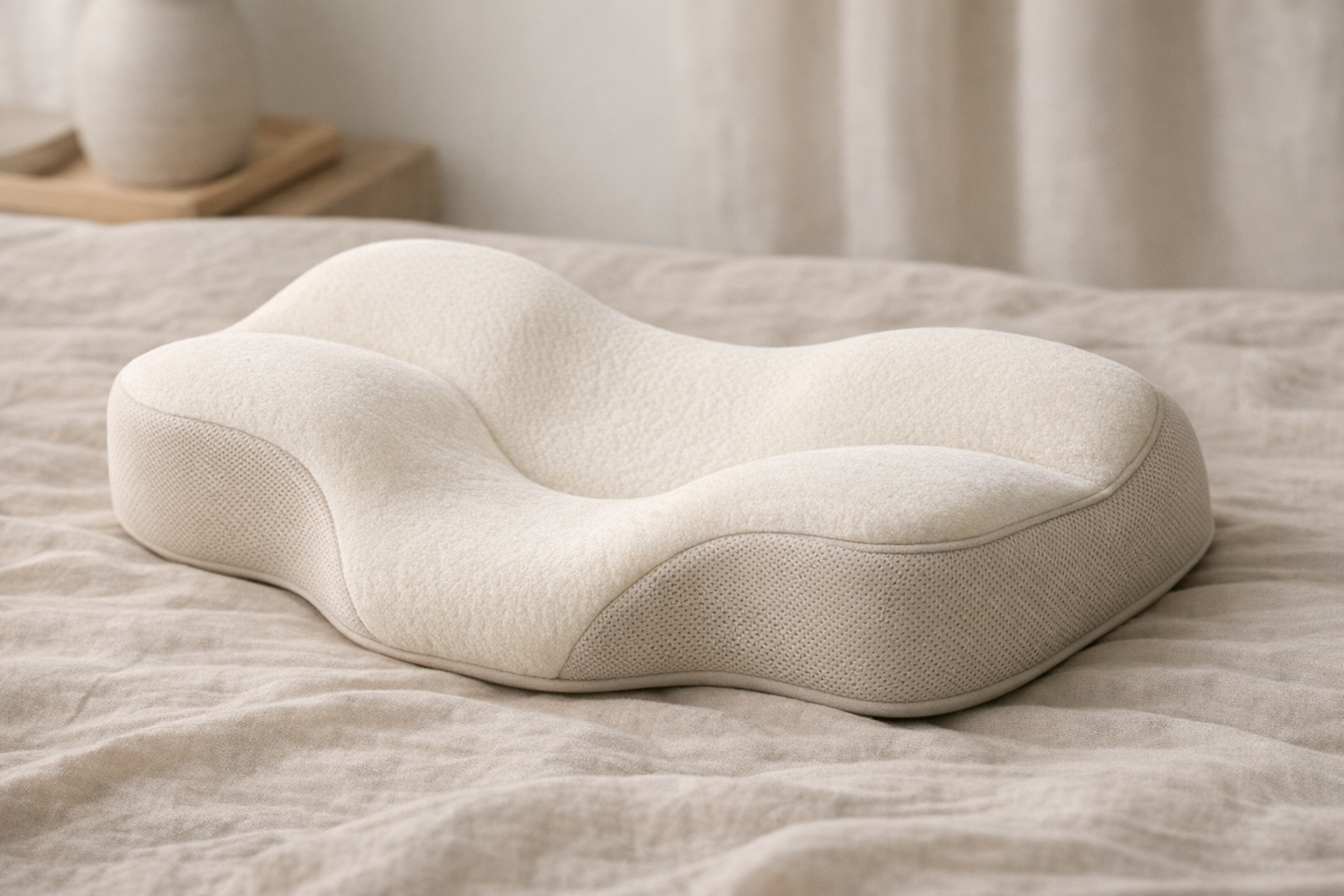 Photo of ergonomic pillow for jaw and neck support