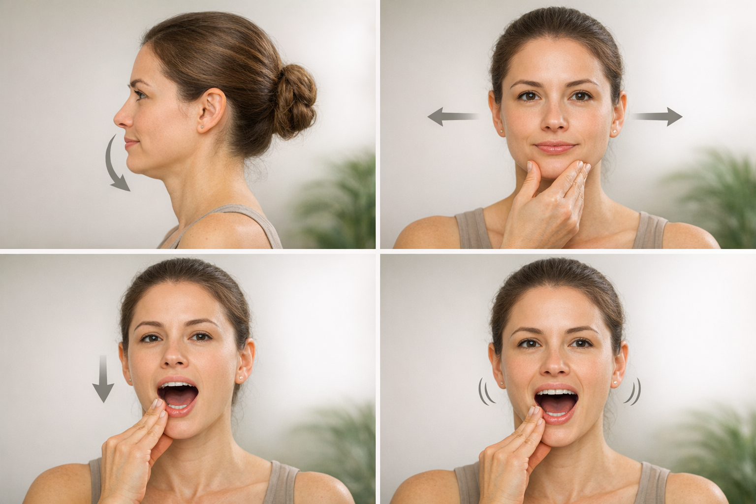 Diagram of chin tuck and mouth opening exercise