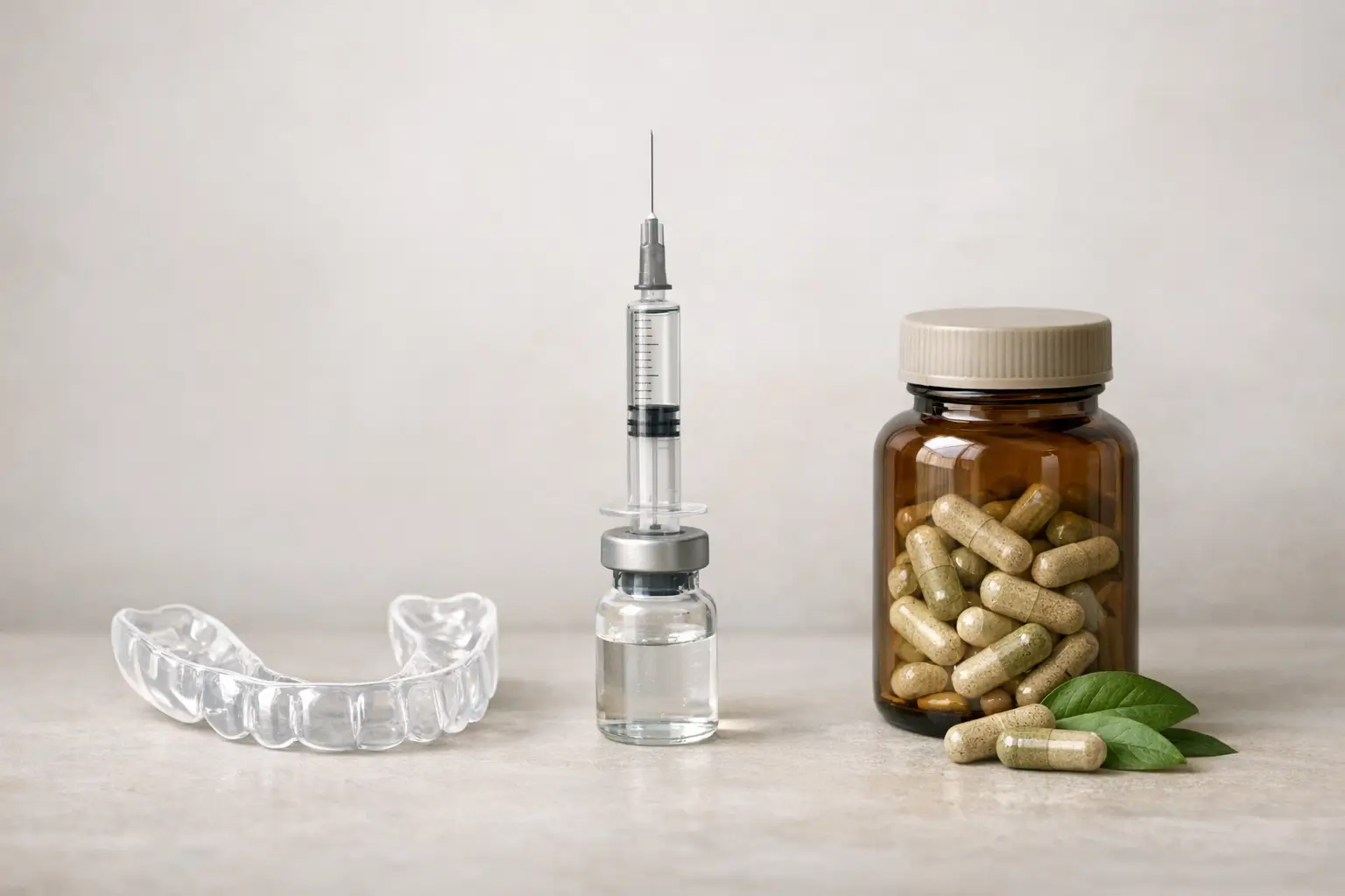 Comparison of dental guard, Botox, herbal supplements