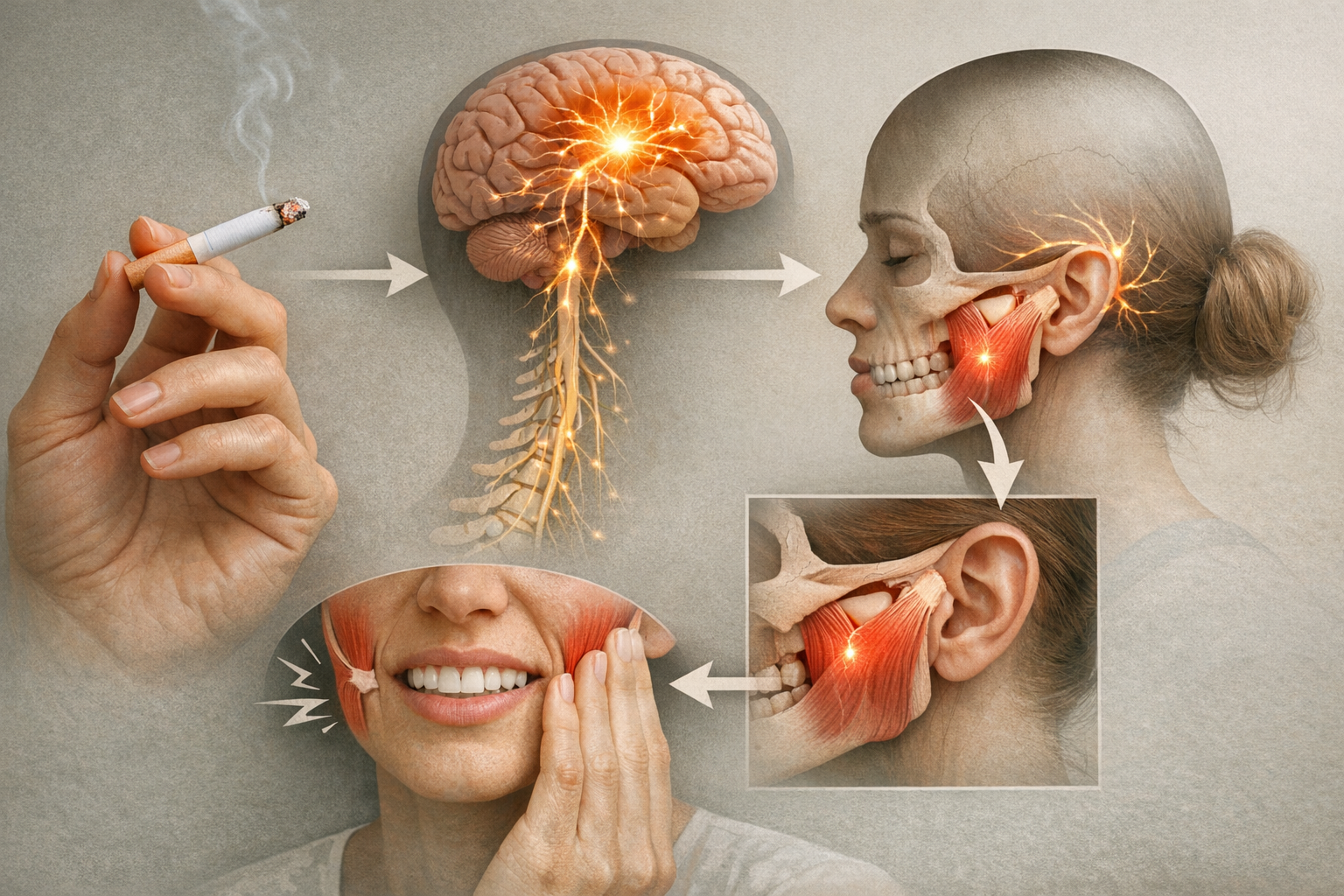 Infographic on nicotine's effect on jaw muscles