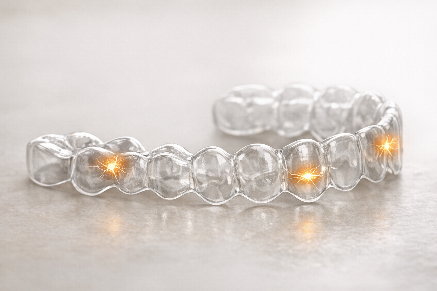 Diagram of Invisalign tray with wear hotspots