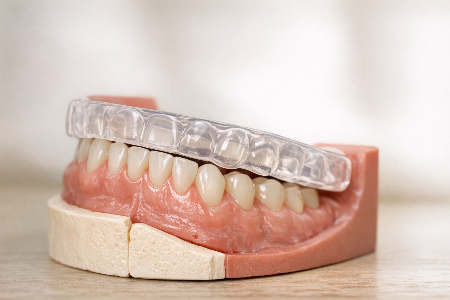 Jaw illustration with uneven night guard bite