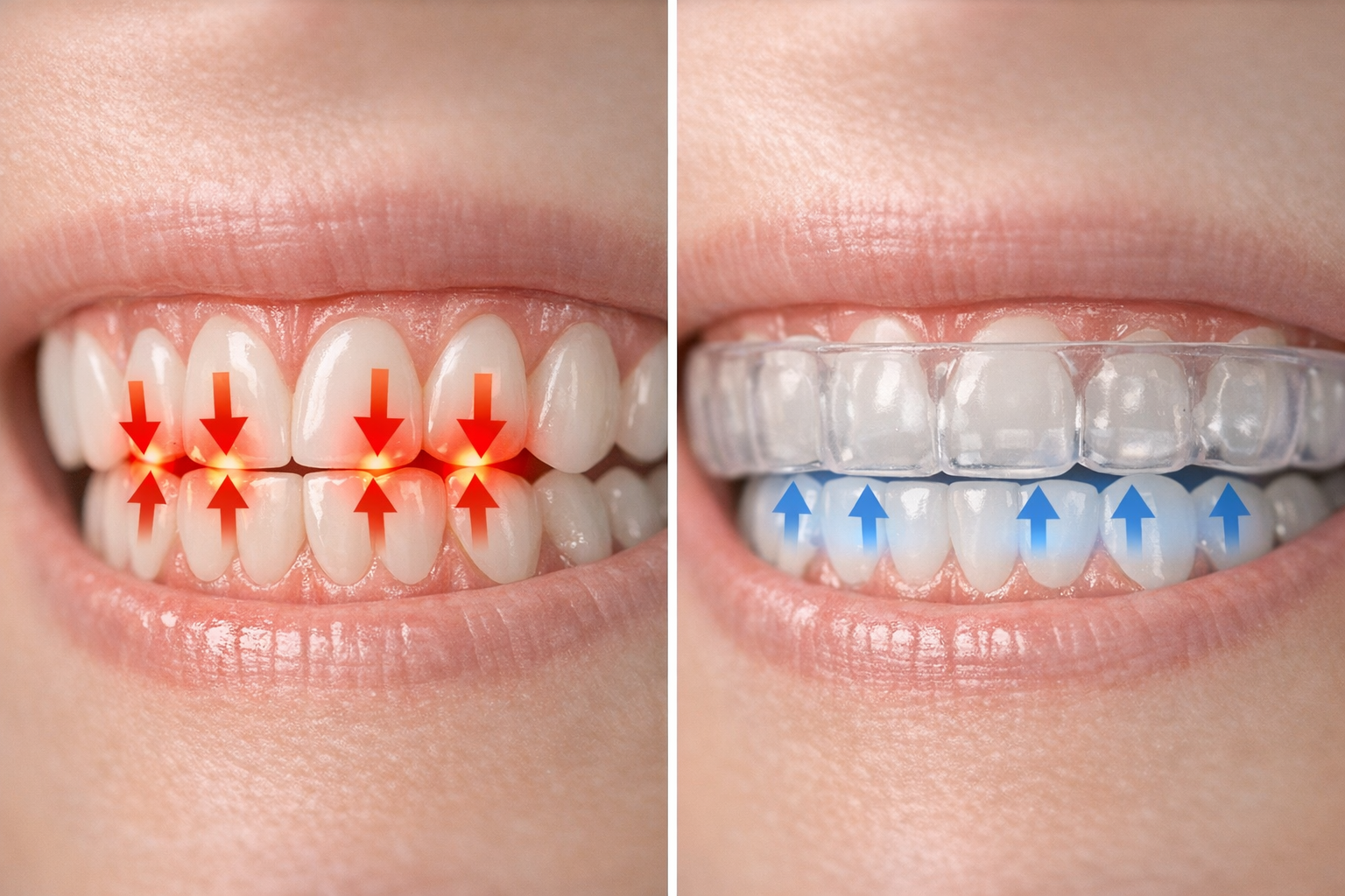 Force distribution on veneers with night guard