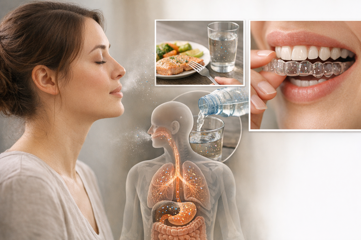 Diagram of microplastics entering body via dental devices
