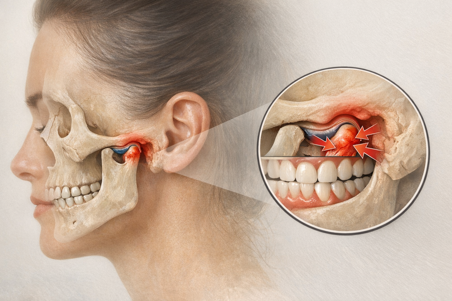 Temporomandibular joint diagram showing grinding stress