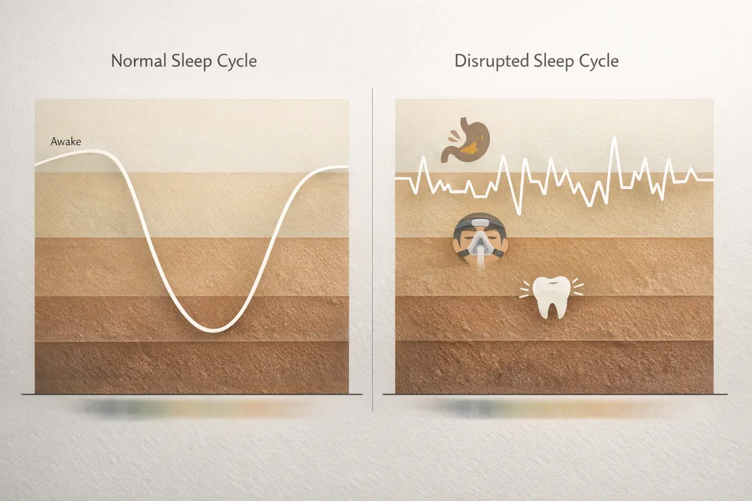 Chart comparing normal and disrupted sleep cycles