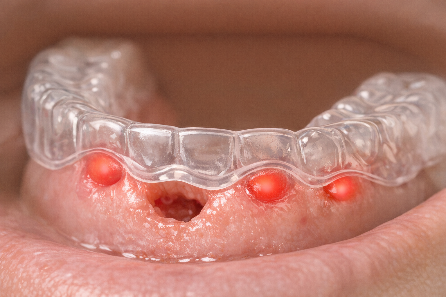 Night guard pressure points on gums post-extraction