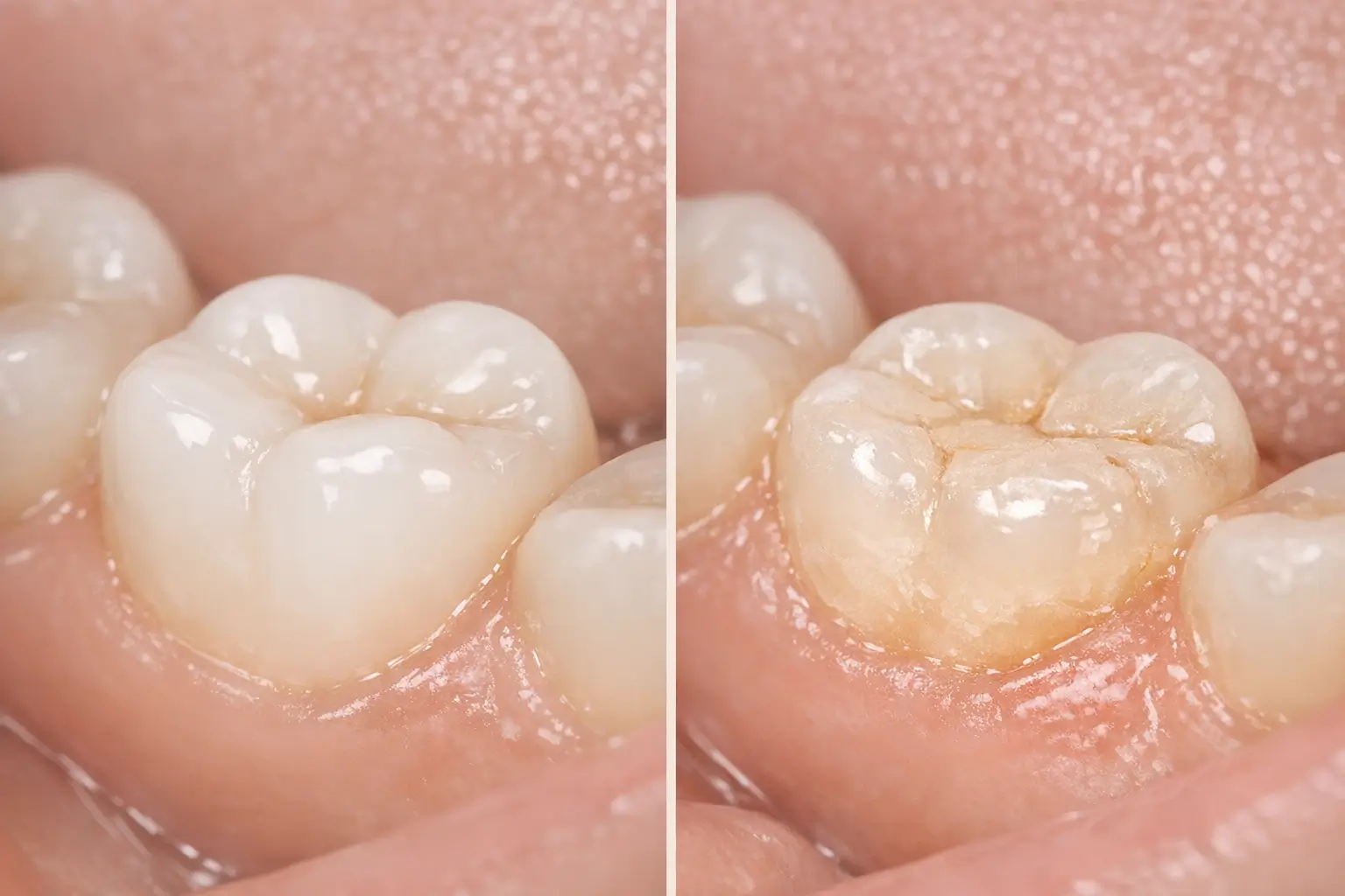 Enamel wear comparison on healthy and bruxed tooth