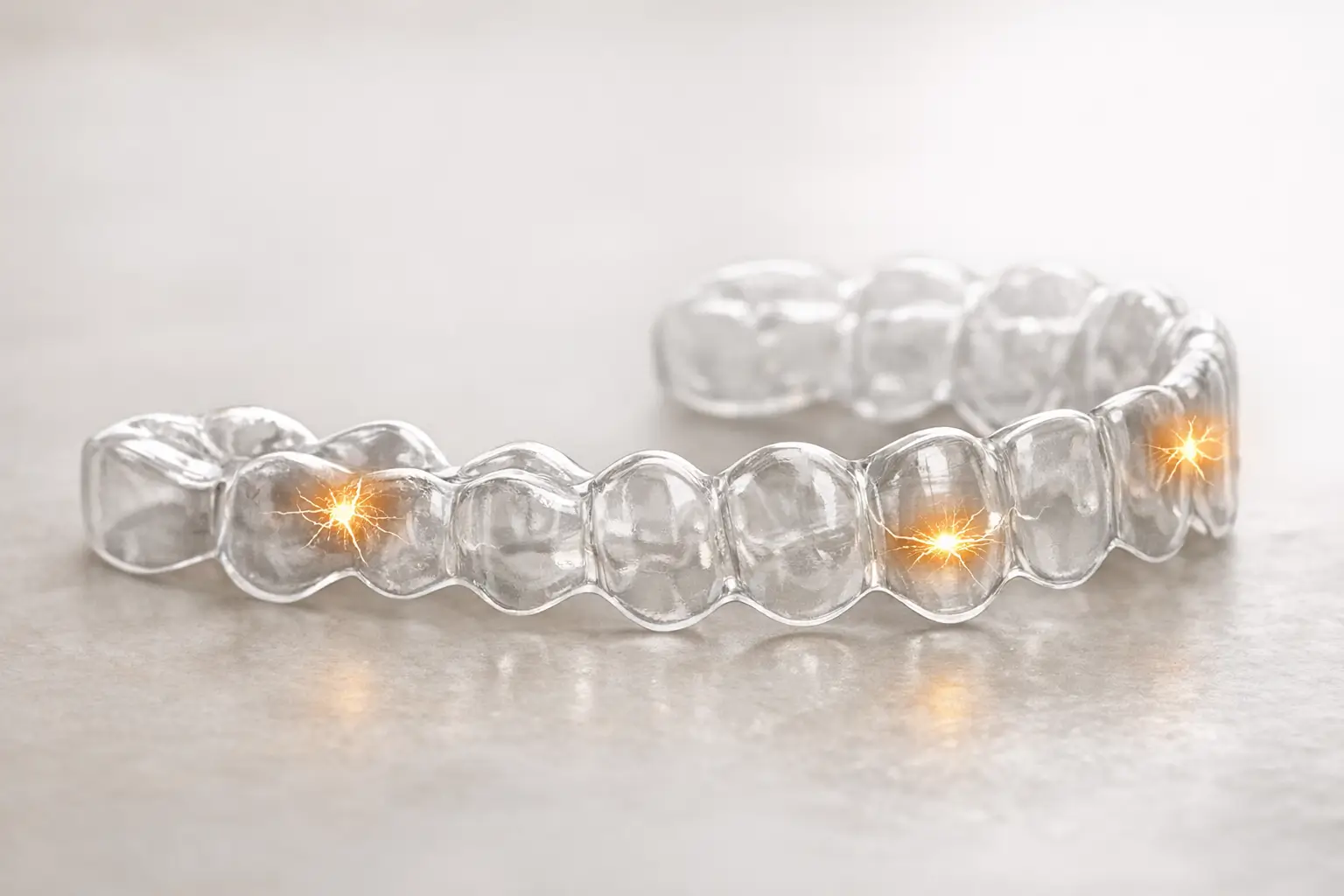 Diagram of Invisalign tray with wear hotspots